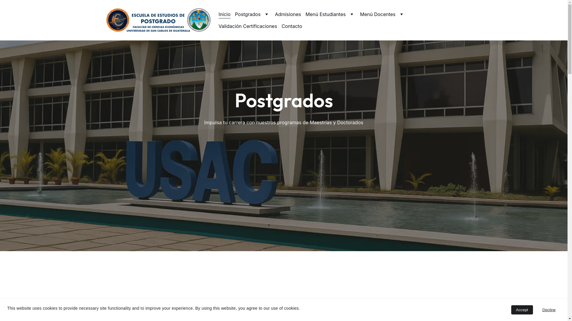website screenshot of https://postgradoeconomicasusac.edu.gt/