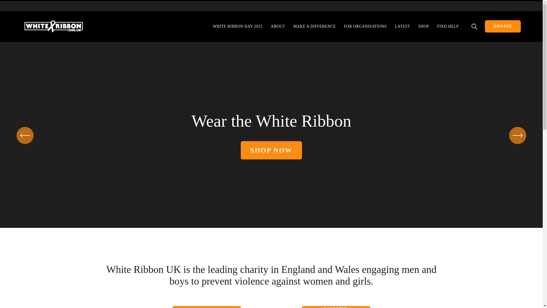 website screenshot of https://www.whiteribbon.org.uk/
