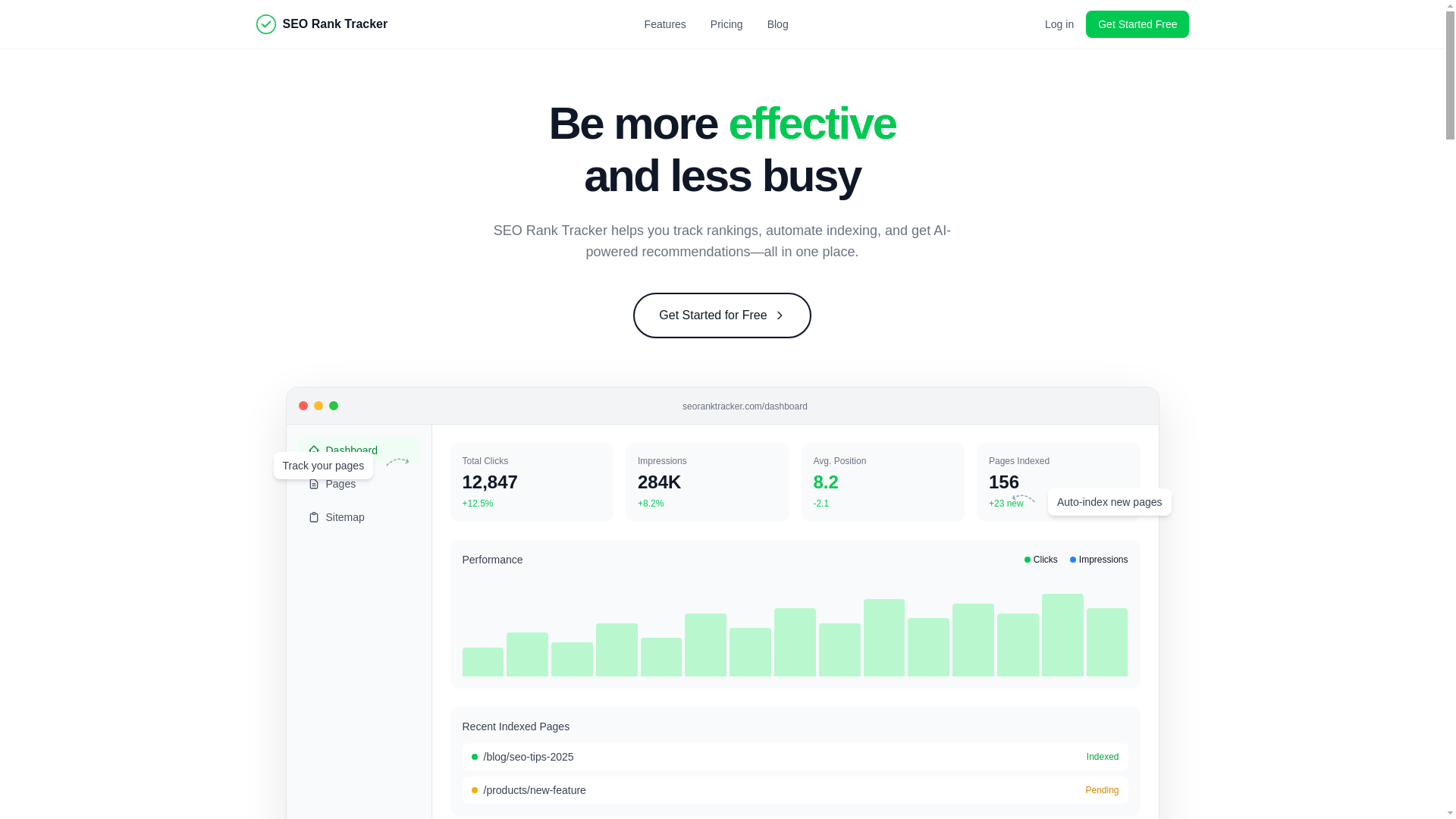 website screenshot of https://seoranktracker.solutions/