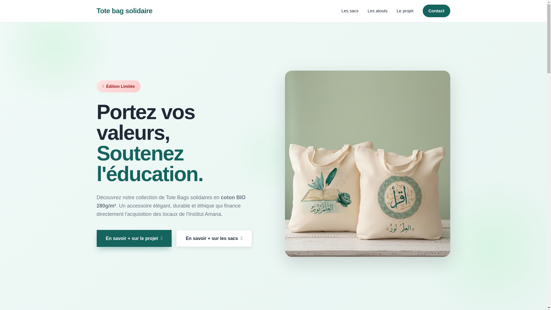 website screenshot of https://totebag-solidaire.fr/