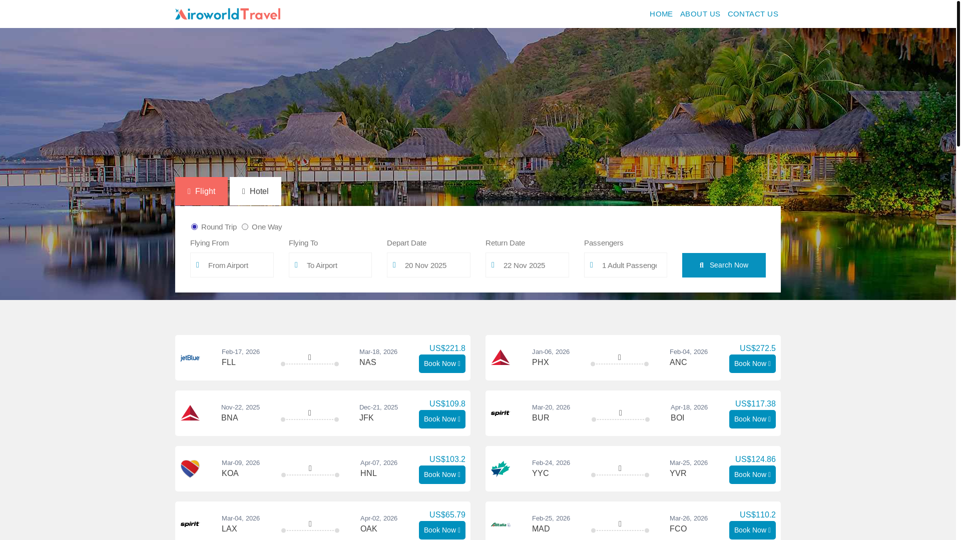 website screenshot of https://www.airoworldtravel.com/