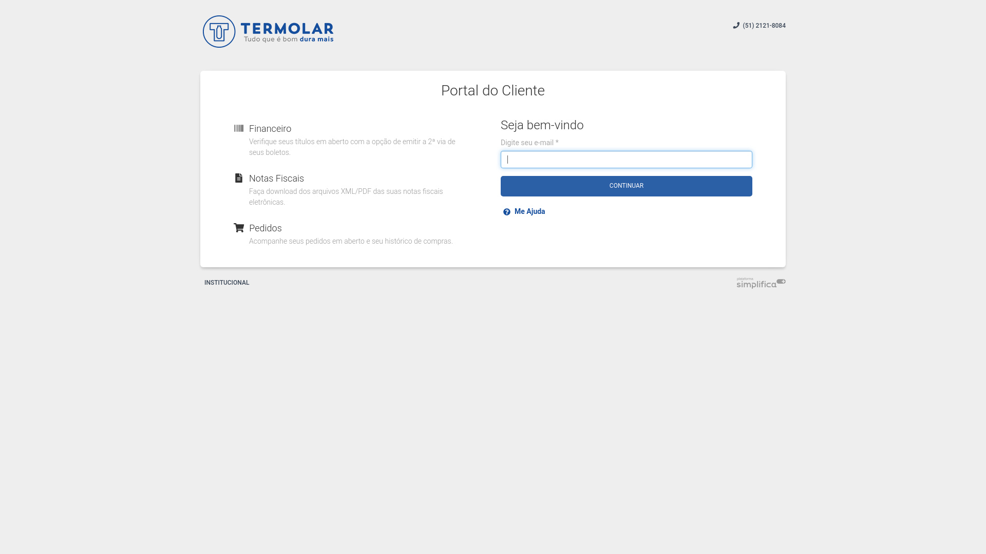 website screenshot of https://termolar.simplificamais.com.br/
