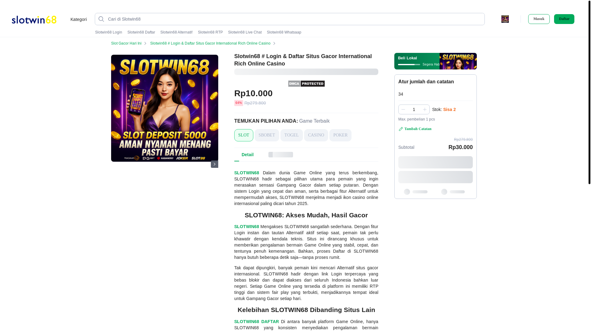 website screenshot of https://carislotwin68.com/