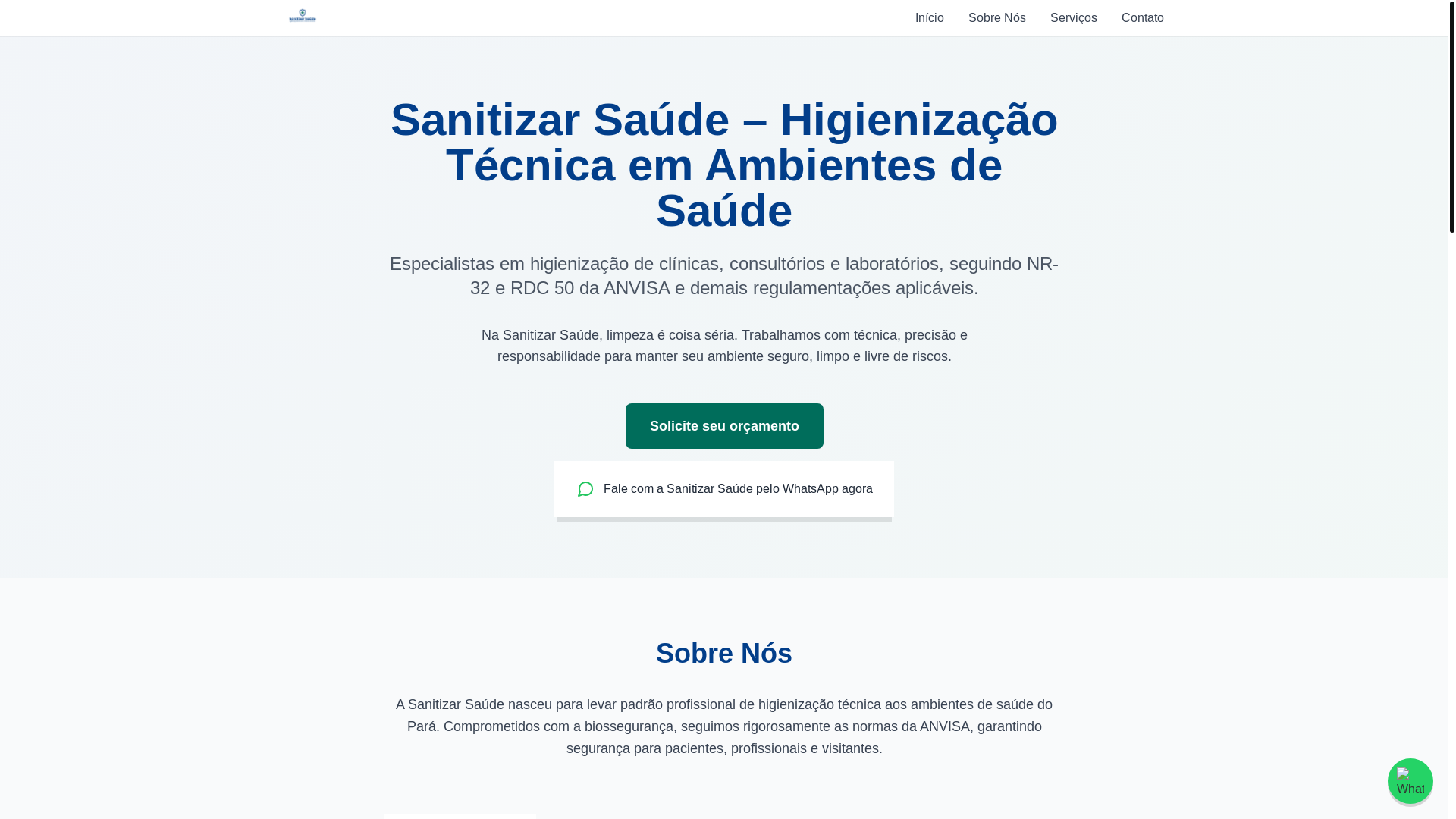 website screenshot of https://sanitizarsaude.com.br/