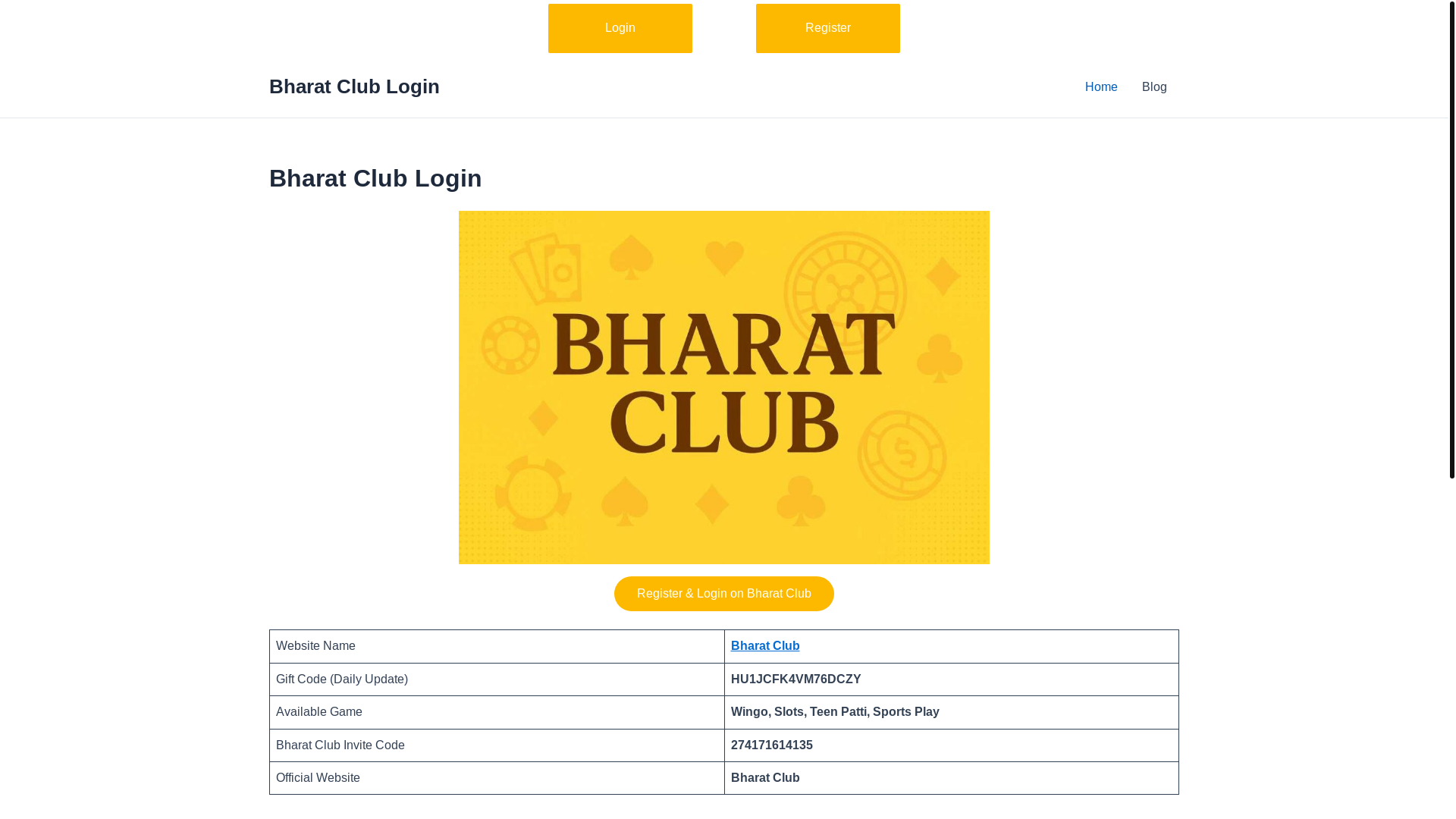 website screenshot of https://bharatcluub.com/
