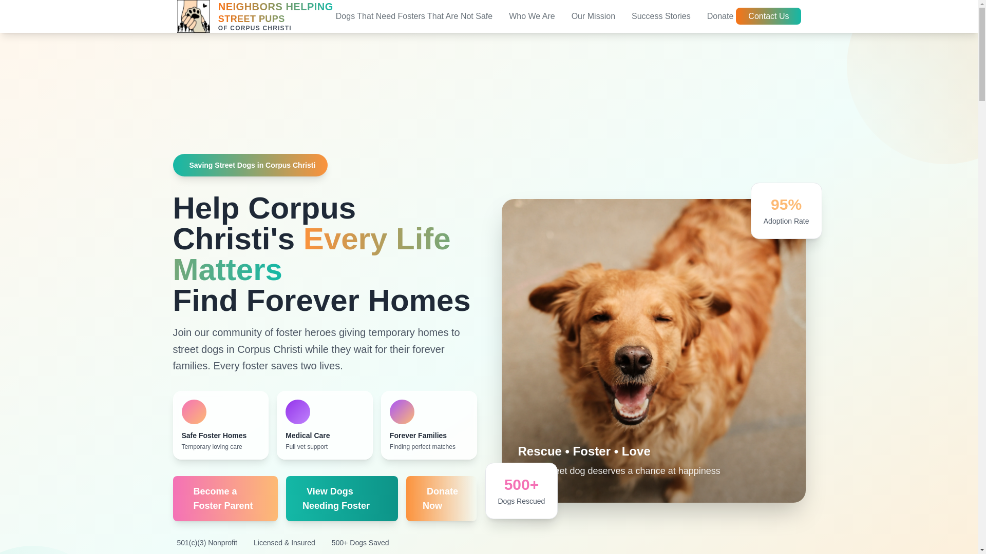 website screenshot of https://neighborshelpingstreetpupsofcorpuschristi.com/