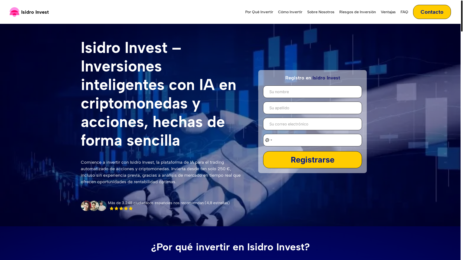 website screenshot of https://isidro-invest.com/
