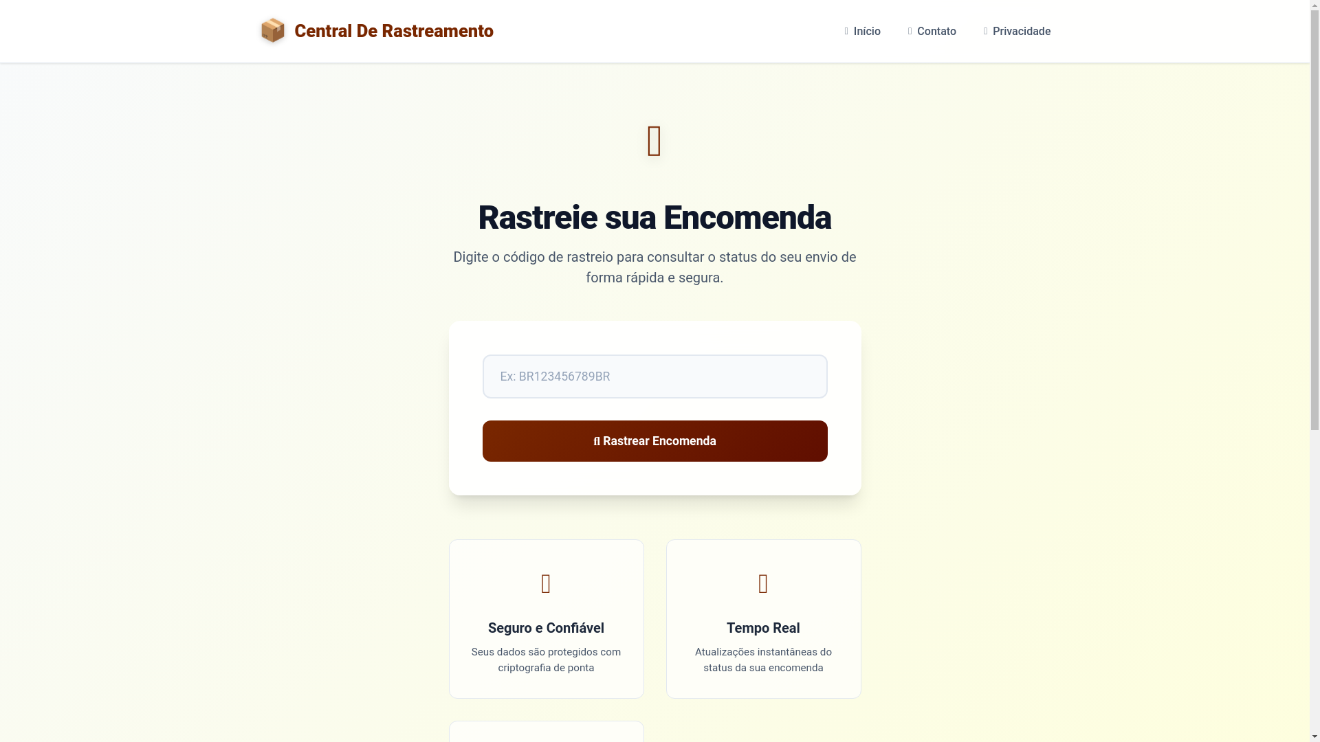 website screenshot of https://centralderastreamento.site/