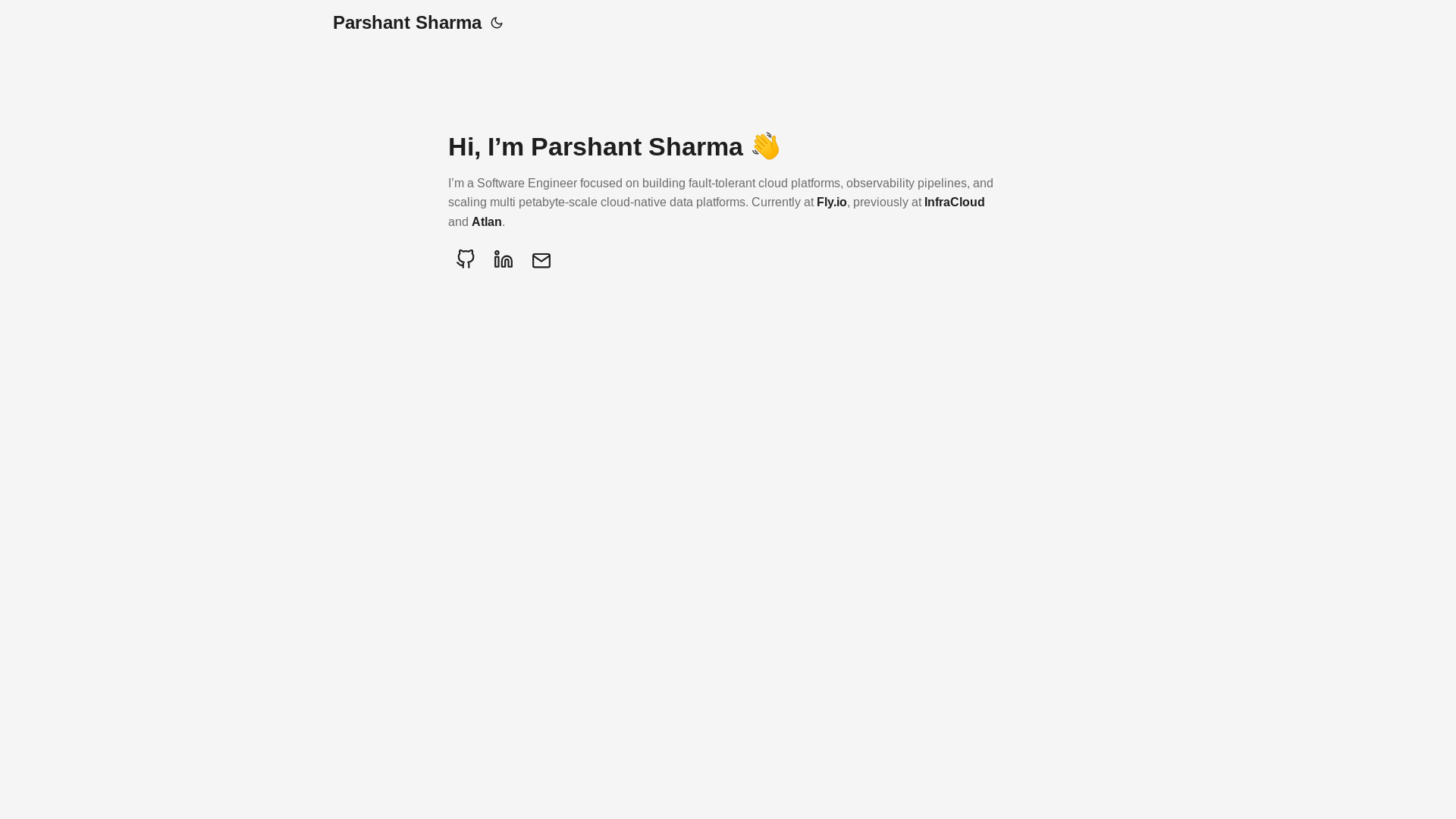 website screenshot of https://parshnt.pages.dev/
