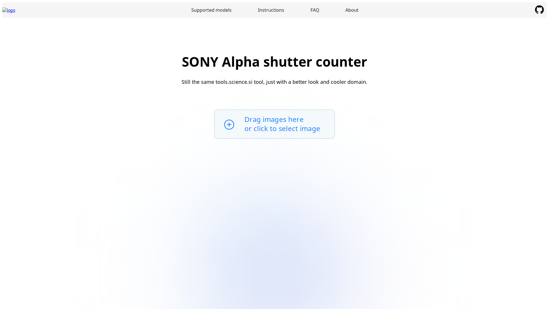 website screenshot of https://sony-shuttercount.pages.dev/