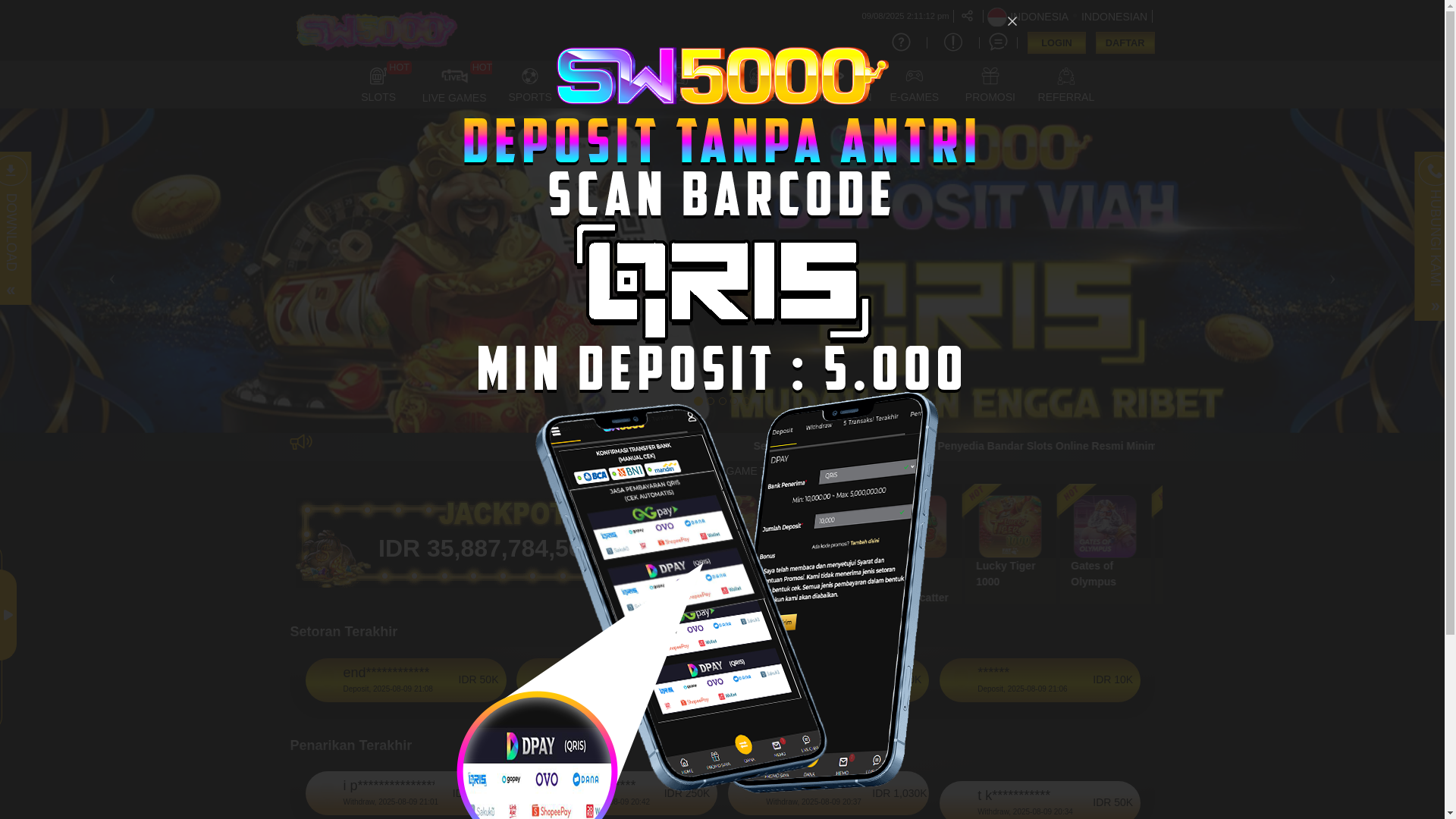 website screenshot of https://sw5000cantik.store/