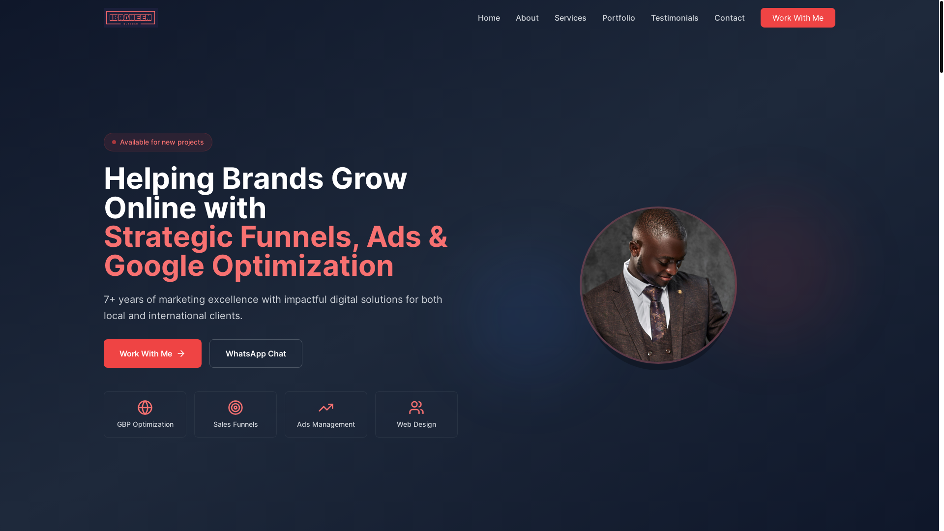 website screenshot of https://ibraheemoladosu.com/