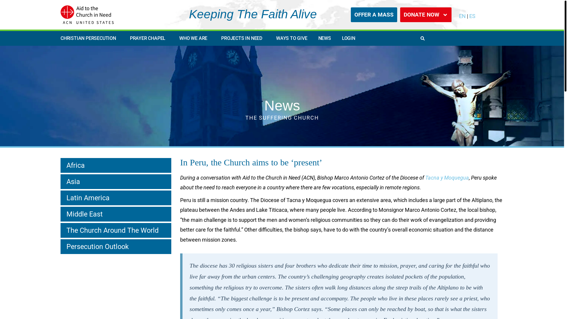 website screenshot of https://www.churchinneed.org/in-peru-the-church-aims-to-be-present/
