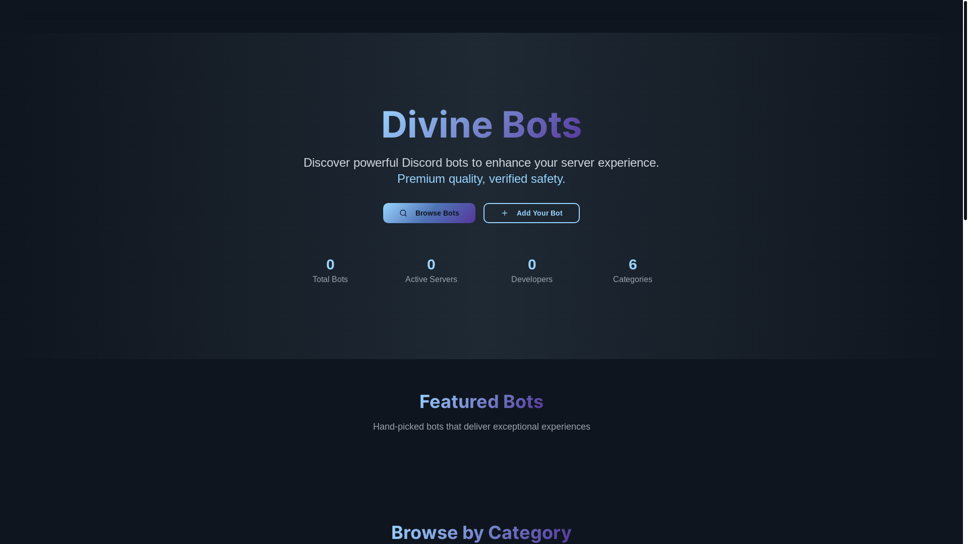 website screenshot of https://divinebots.org/