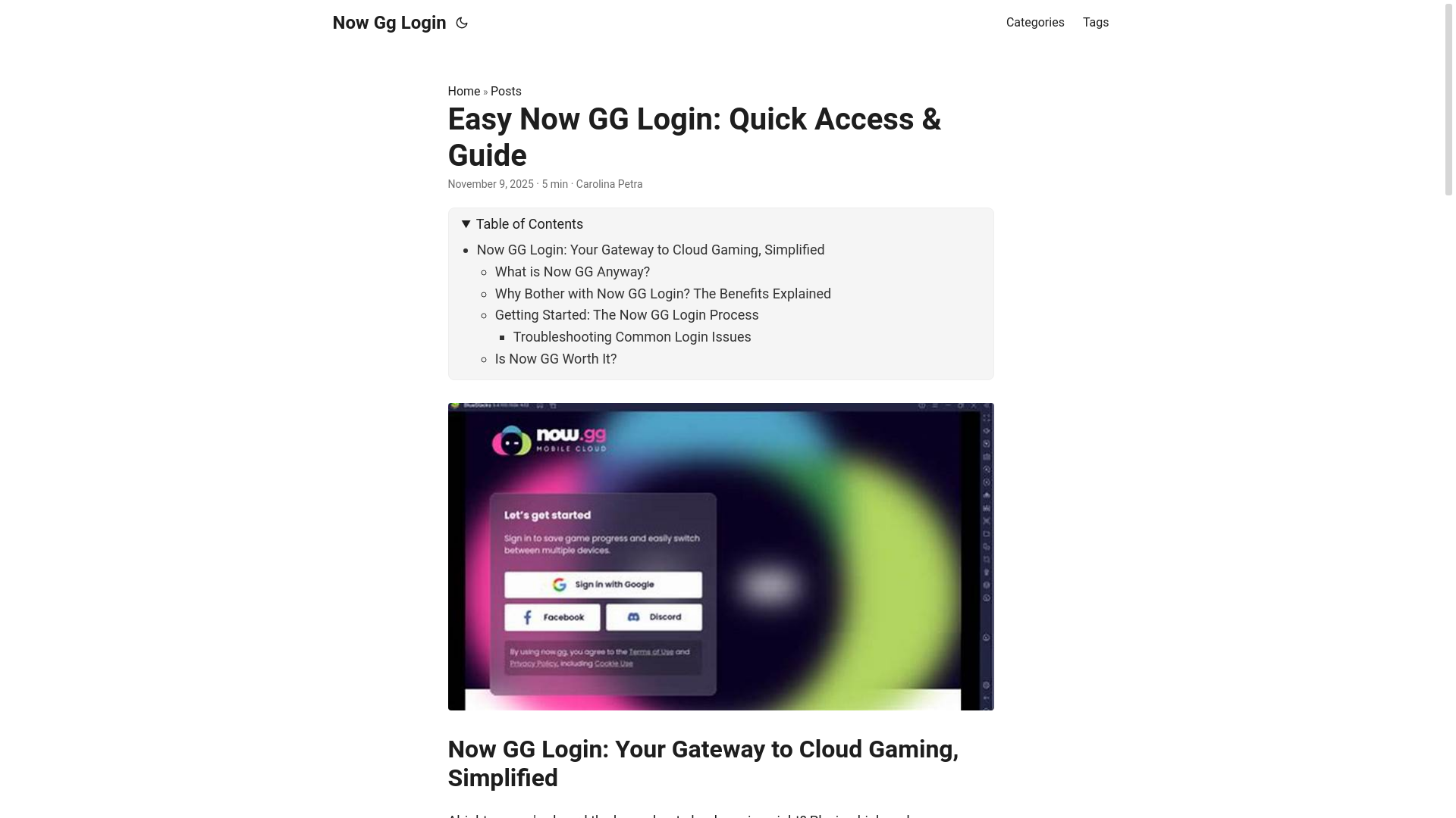 website screenshot of https://now-gg-login.pages.dev/