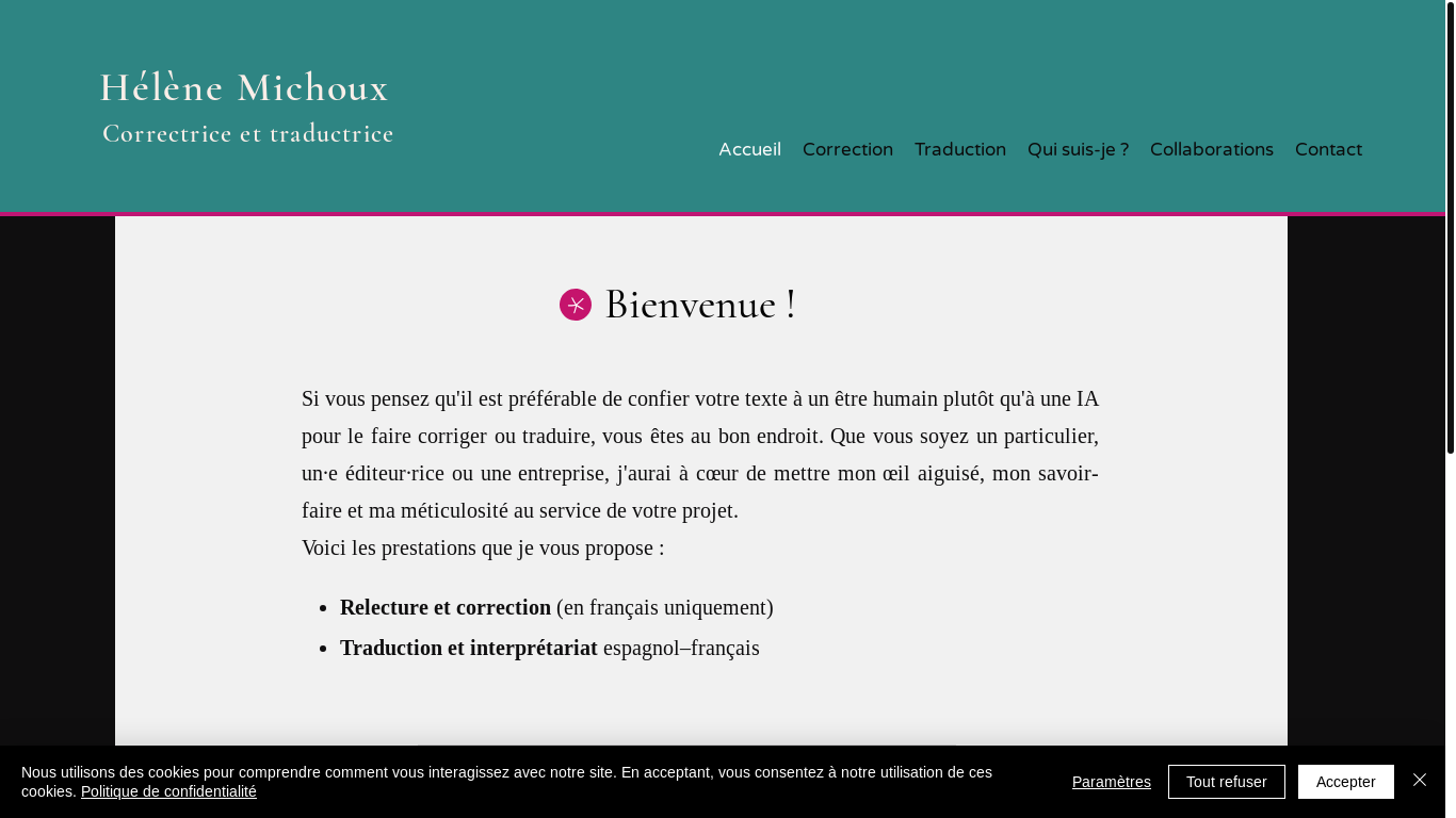 website screenshot of https://hm-corriger-traduire.fr/