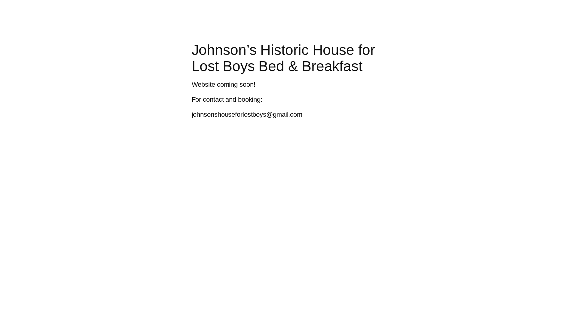 website screenshot of https://johnsonshouseforlostboys.com/