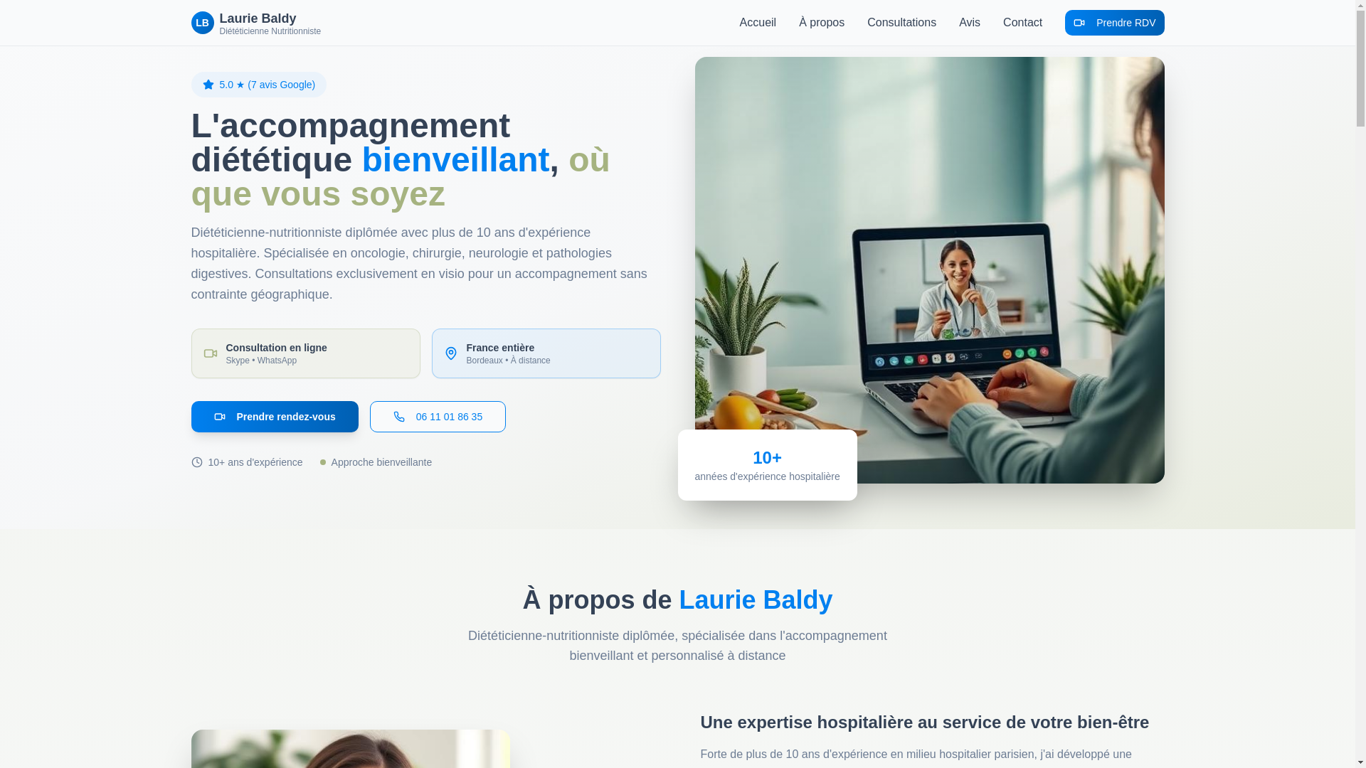 website screenshot of https://laurie-dieteticienne.com/