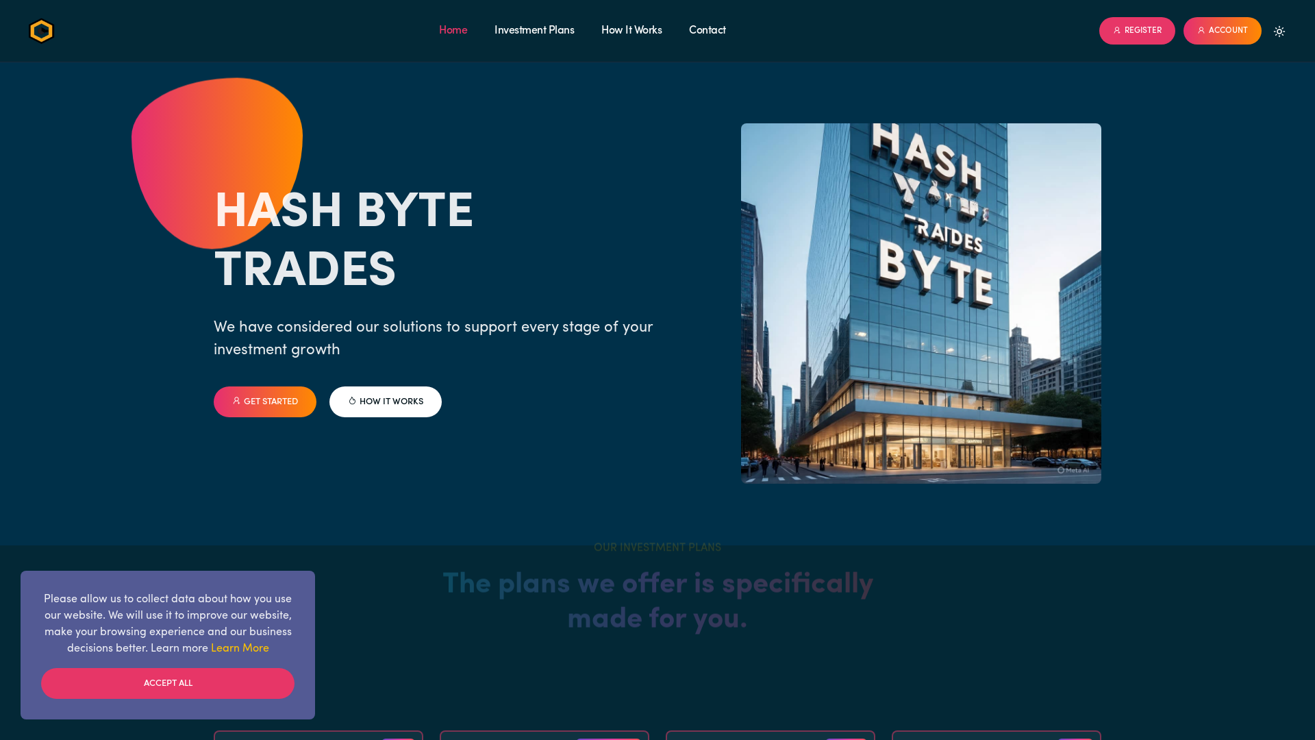 website screenshot of https://hashbytetrades.com/