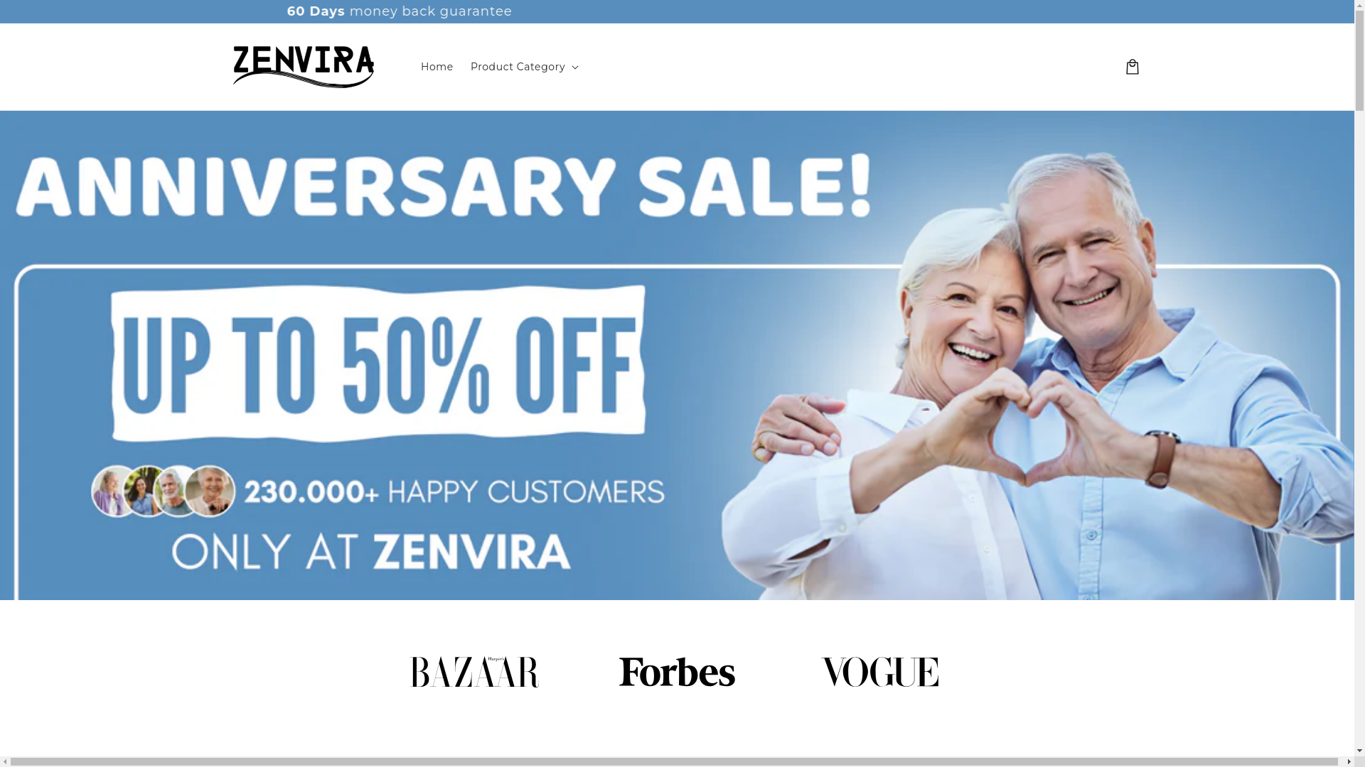 website screenshot of https://zenvira-store-uk.com/