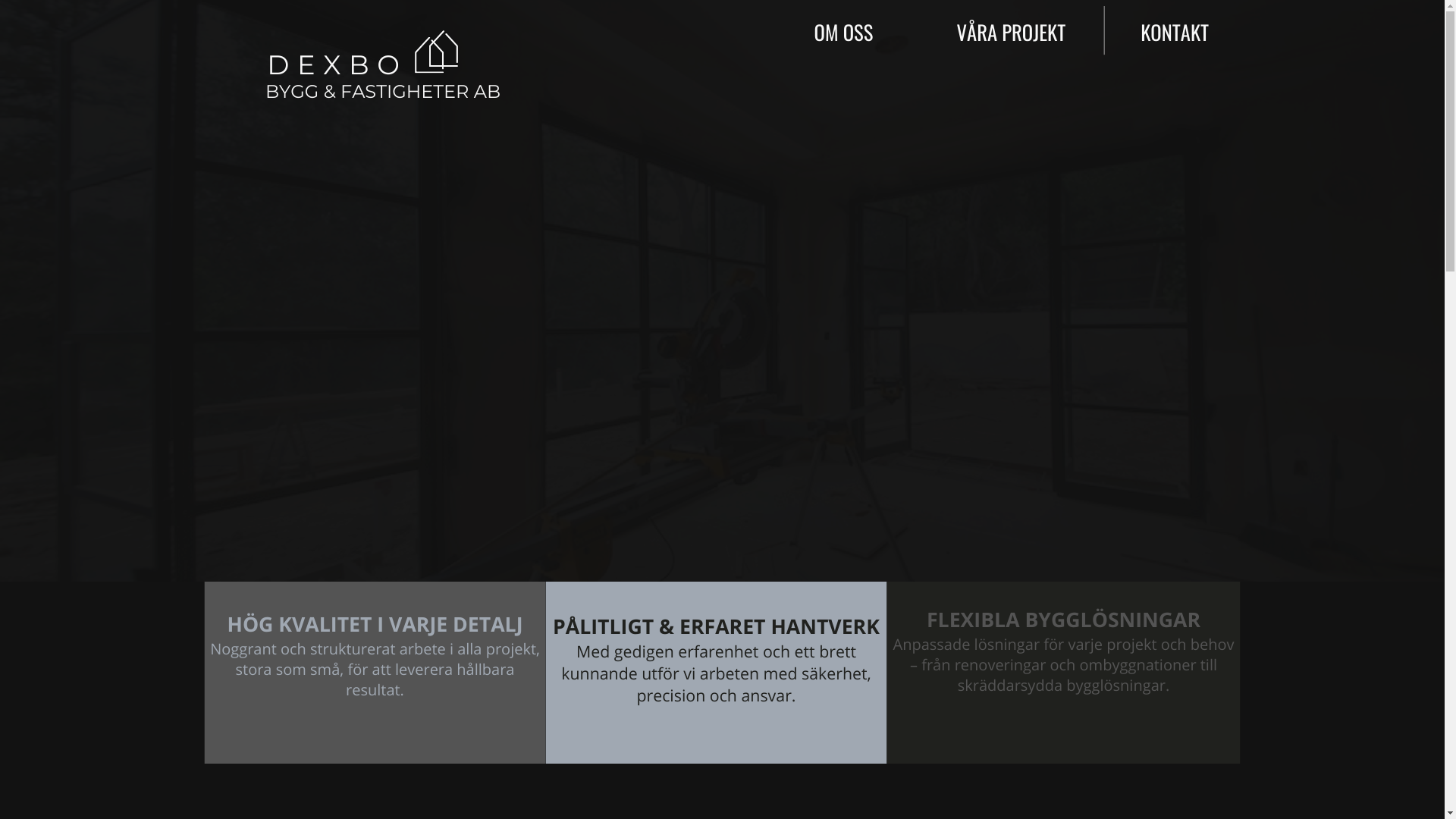 website screenshot of https://dexbobygg.com/