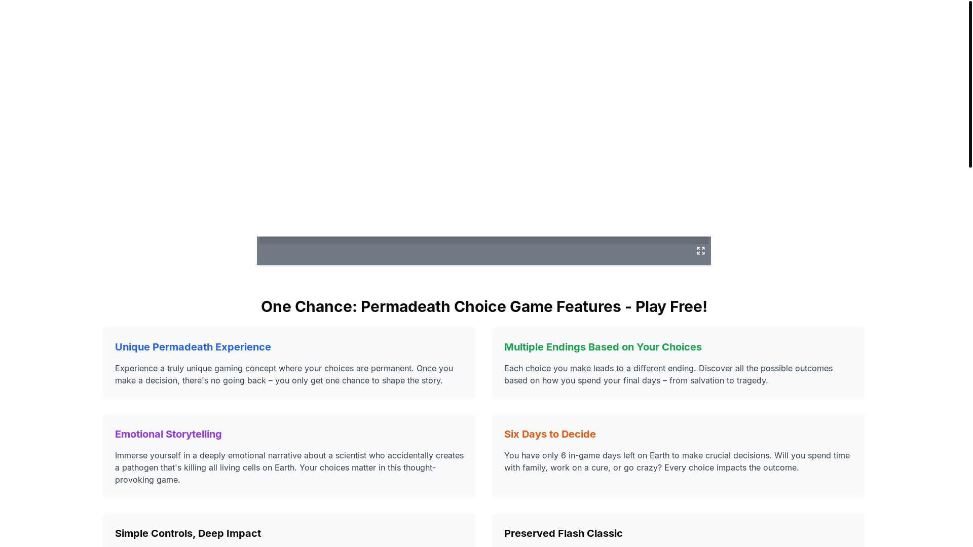 website screenshot of https://onechancegame.net/