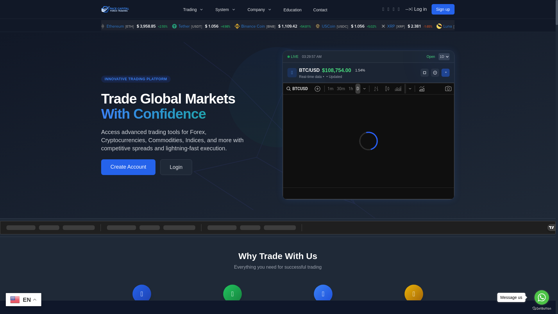 website screenshot of http://www.pacecapitalfx.com