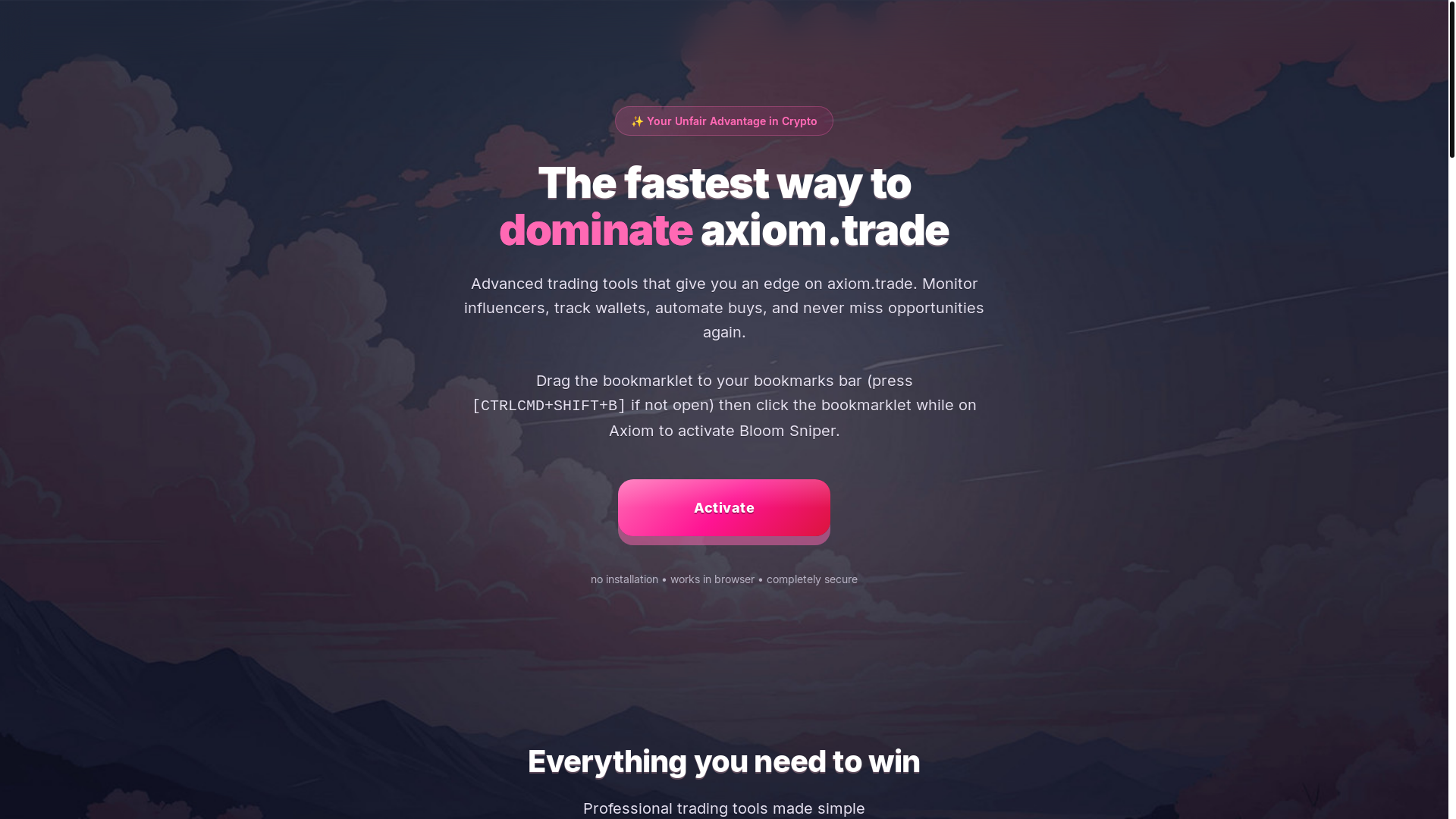 website screenshot of https://bloombotsnipe.world/