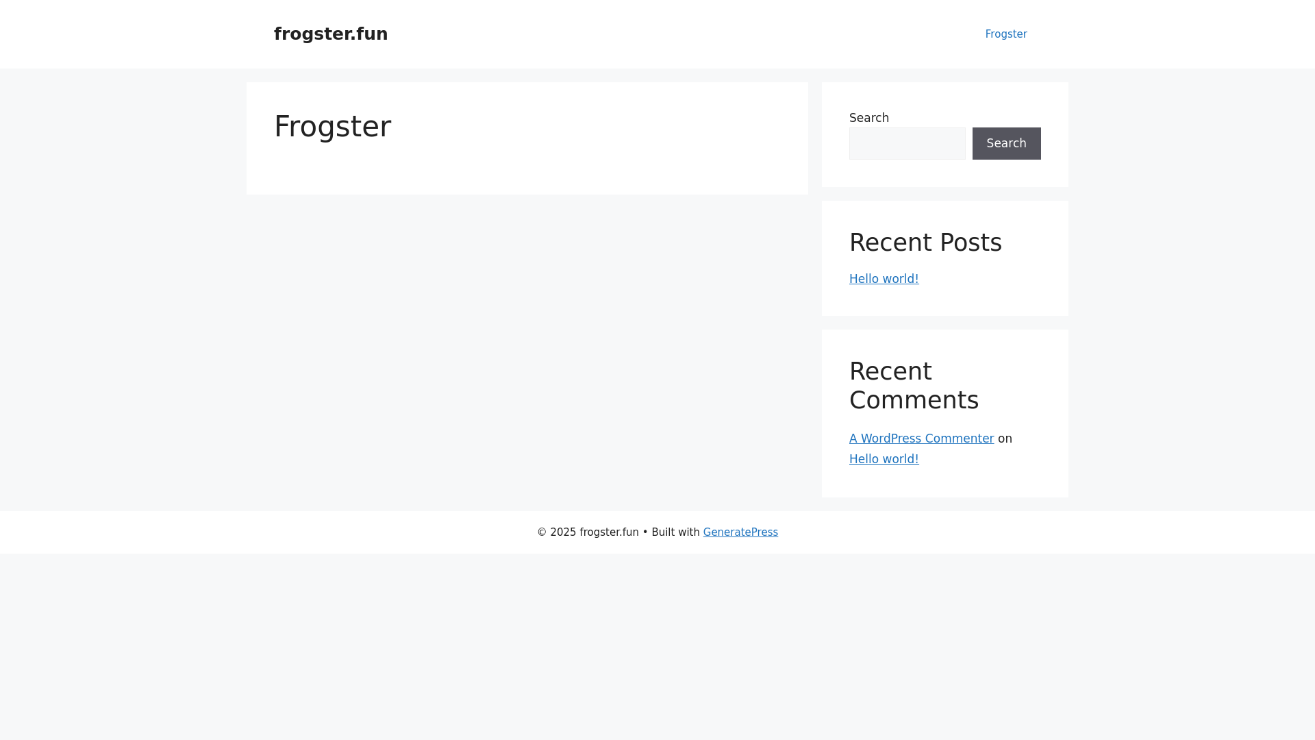 website screenshot of https://frogster.fun/