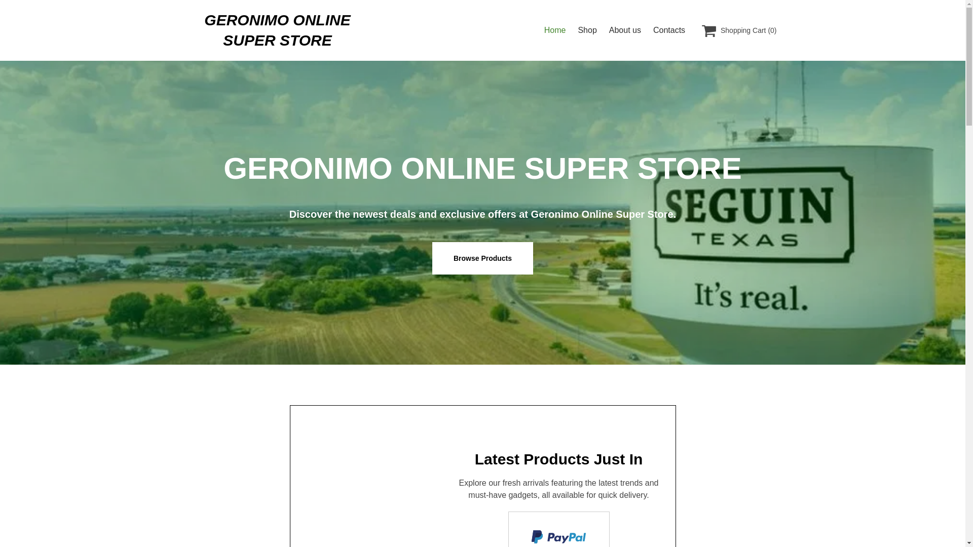 website screenshot of https://geronimoonlinesuperstore.com/