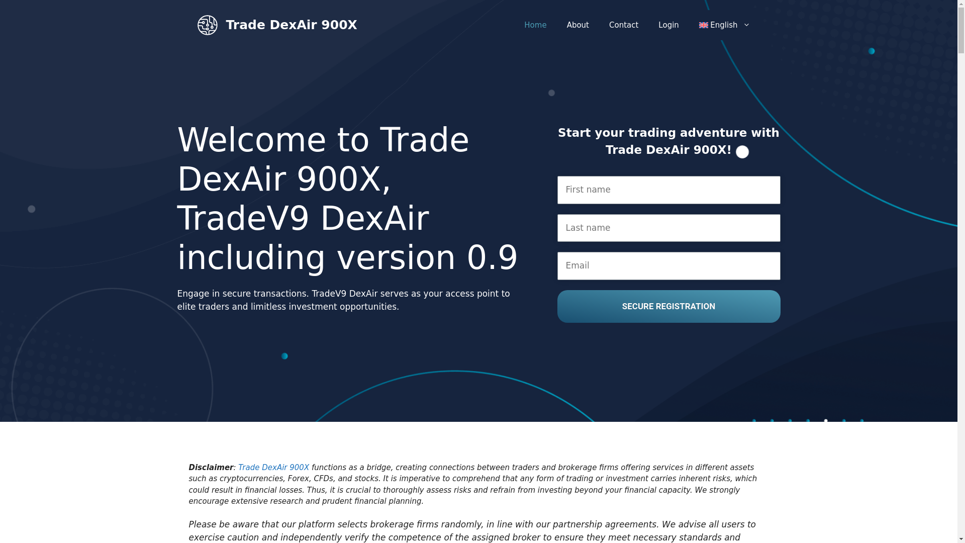 website screenshot of http://tradedexair.com