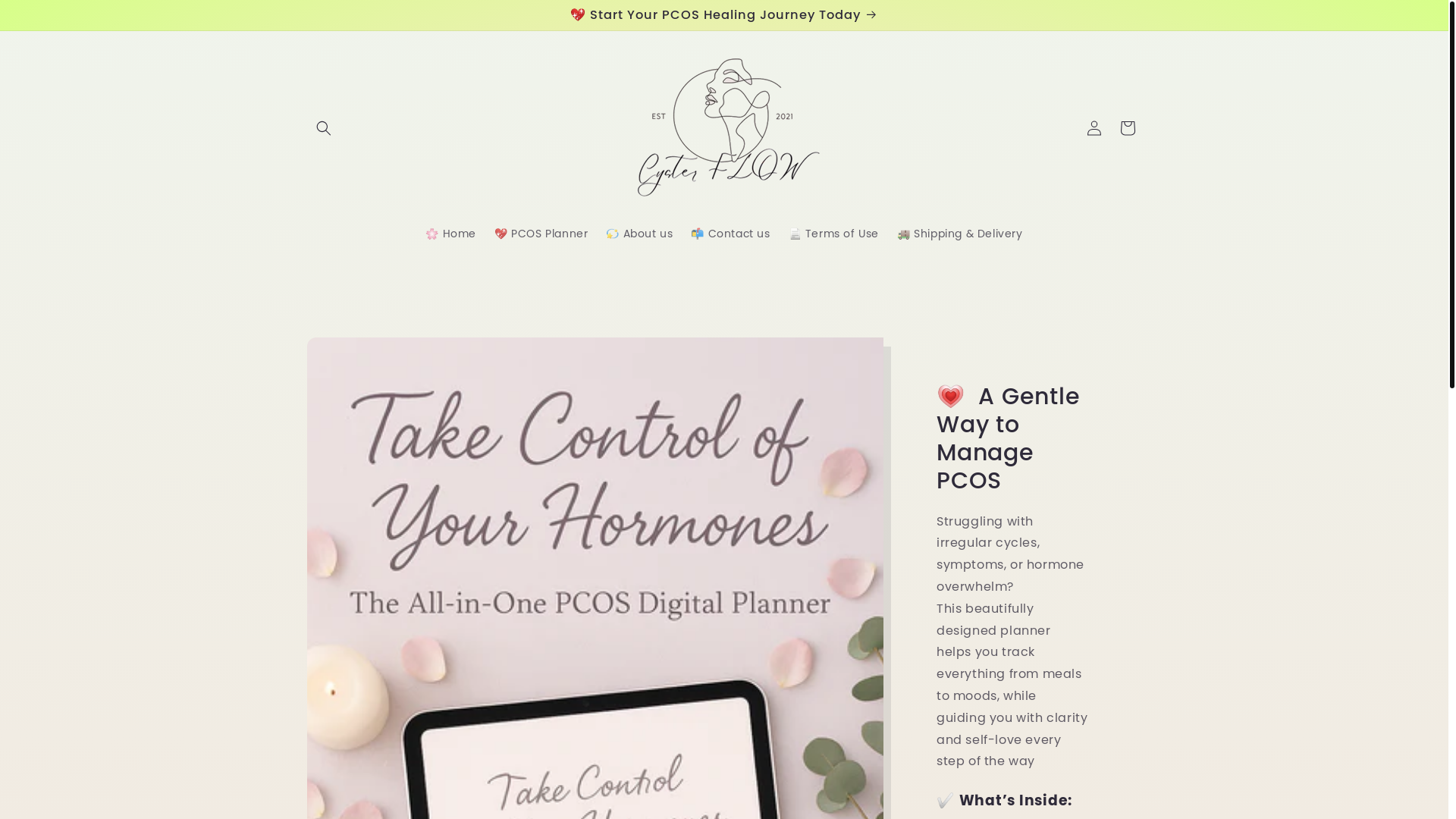 website screenshot of https://cysterflowpcos.co.uk/