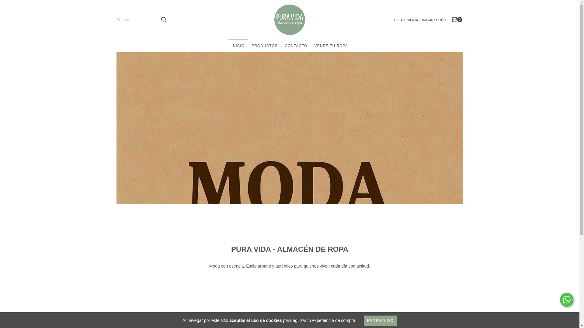 website screenshot of https://puravidaalmacenderopa.com.ar/