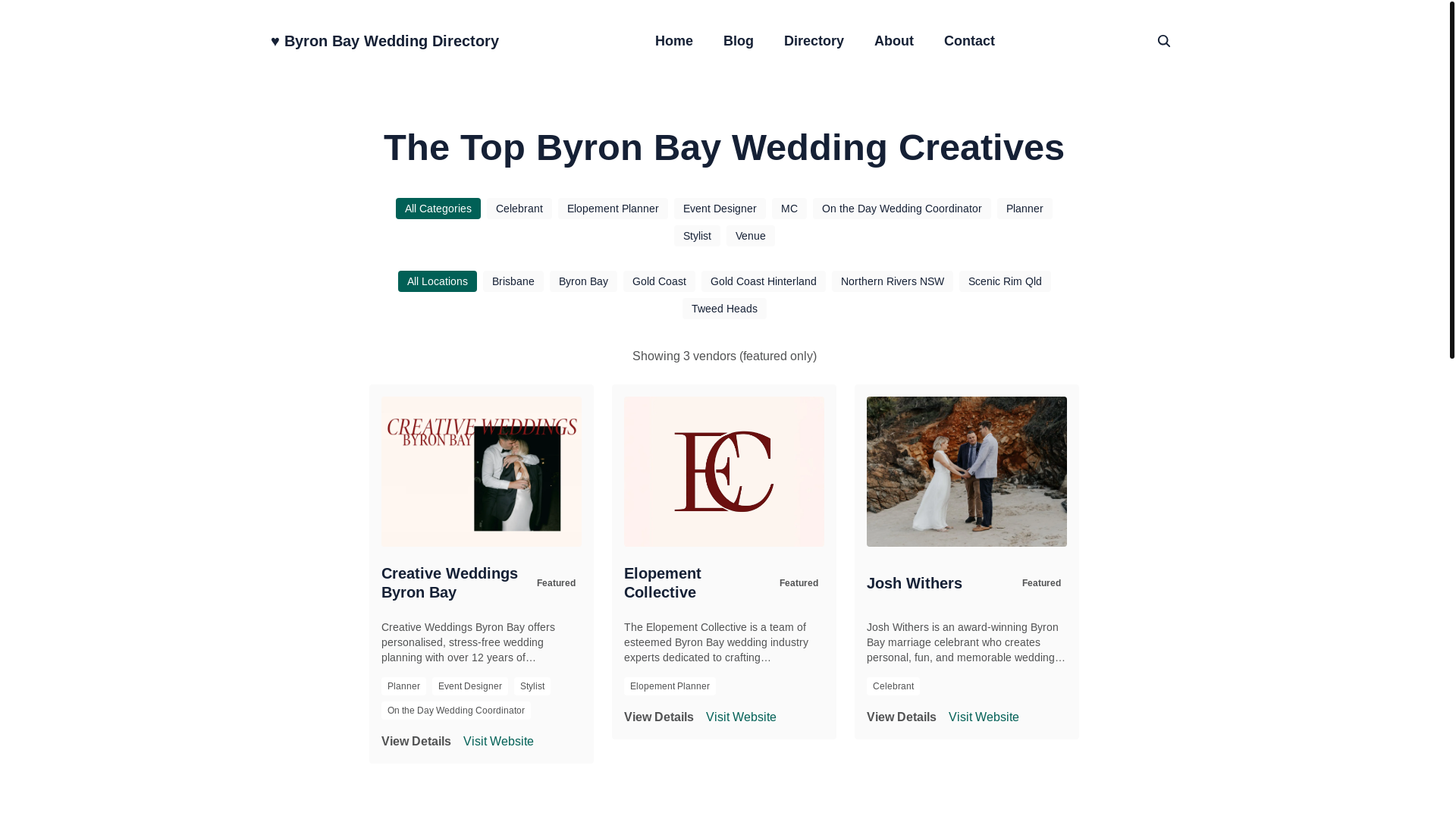 website screenshot of https://byronbayweddingdirectory.pages.dev/
