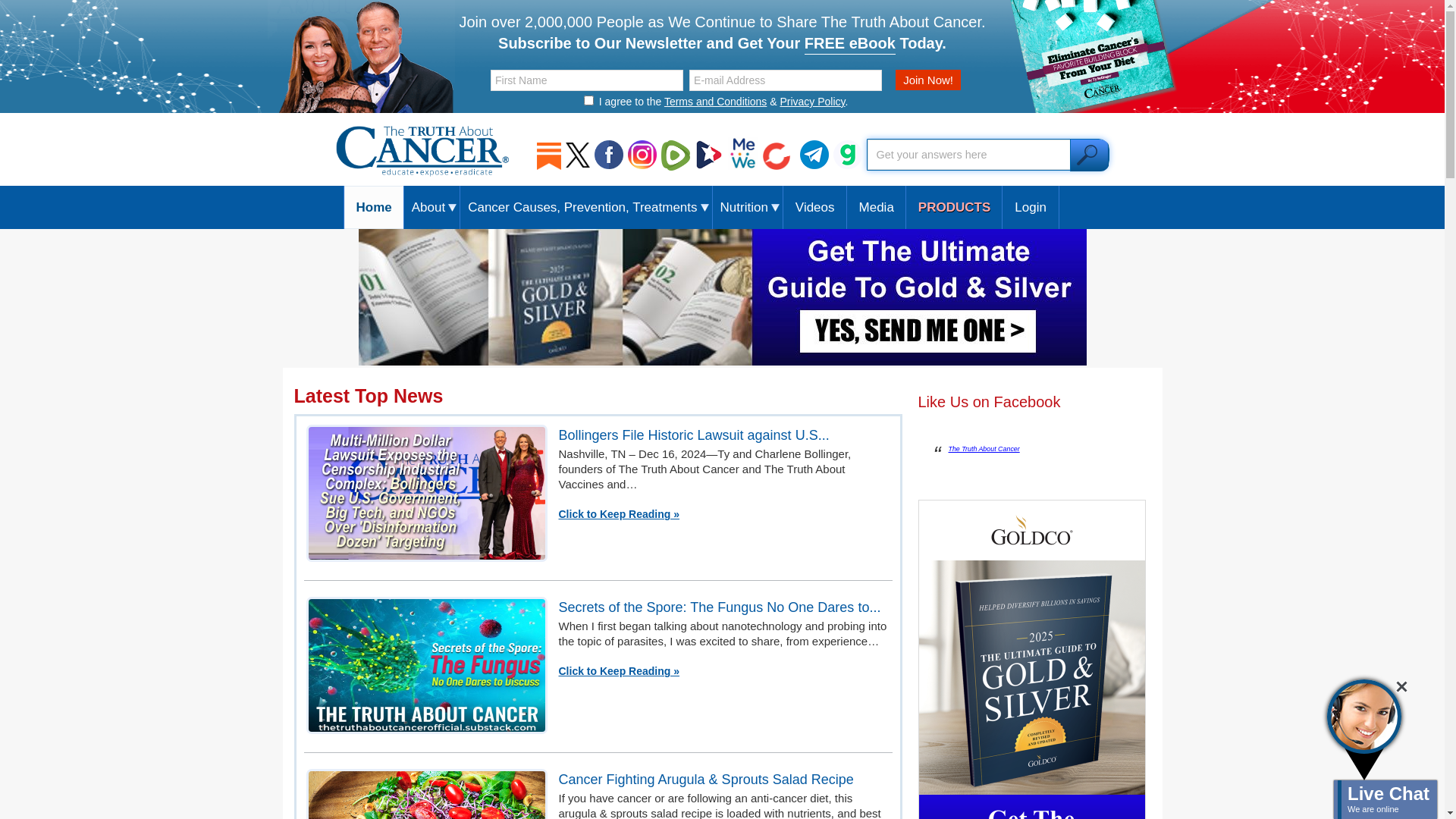website screenshot of http://thetruthaboutcancer.com