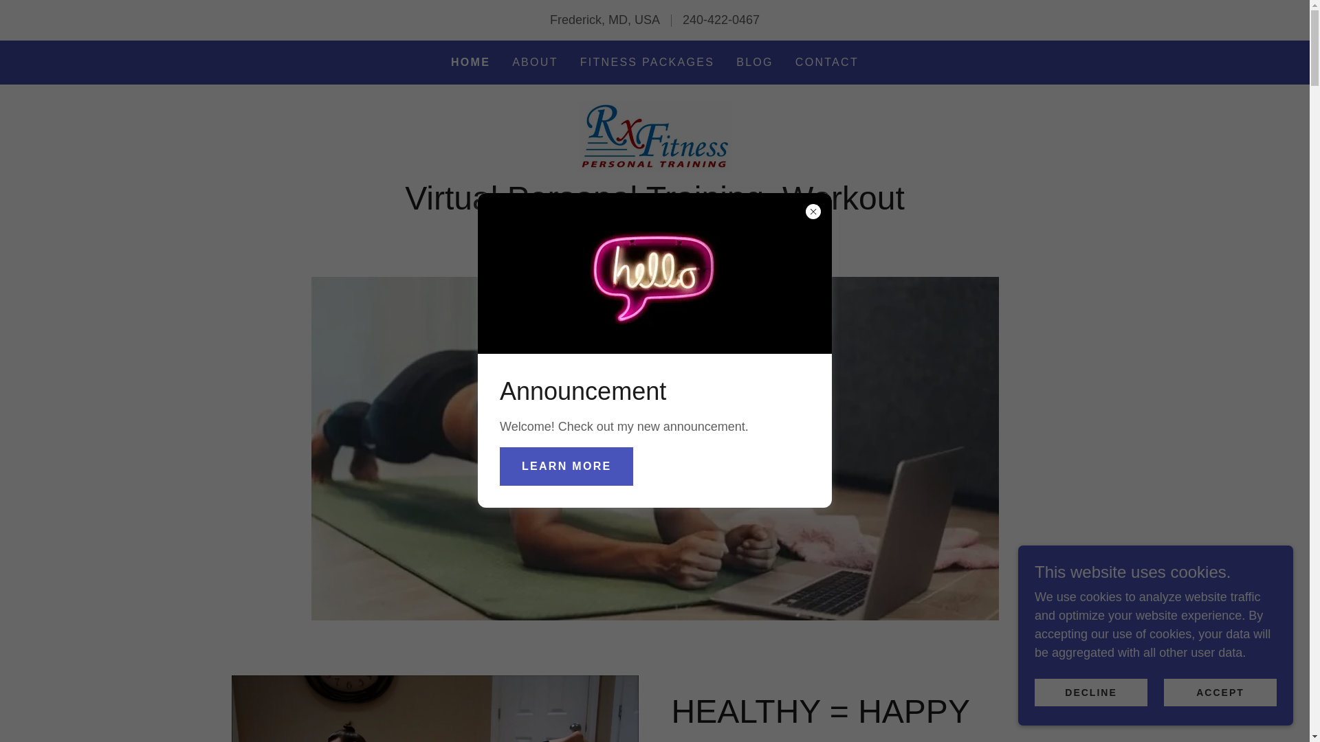 website screenshot of https://rxfitnessvirtualpersonaltraining.com/