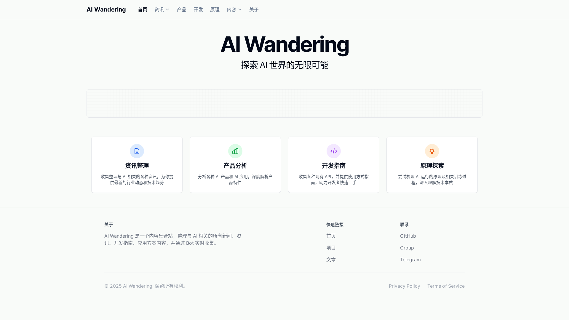 website screenshot of https://aiwandering.im/