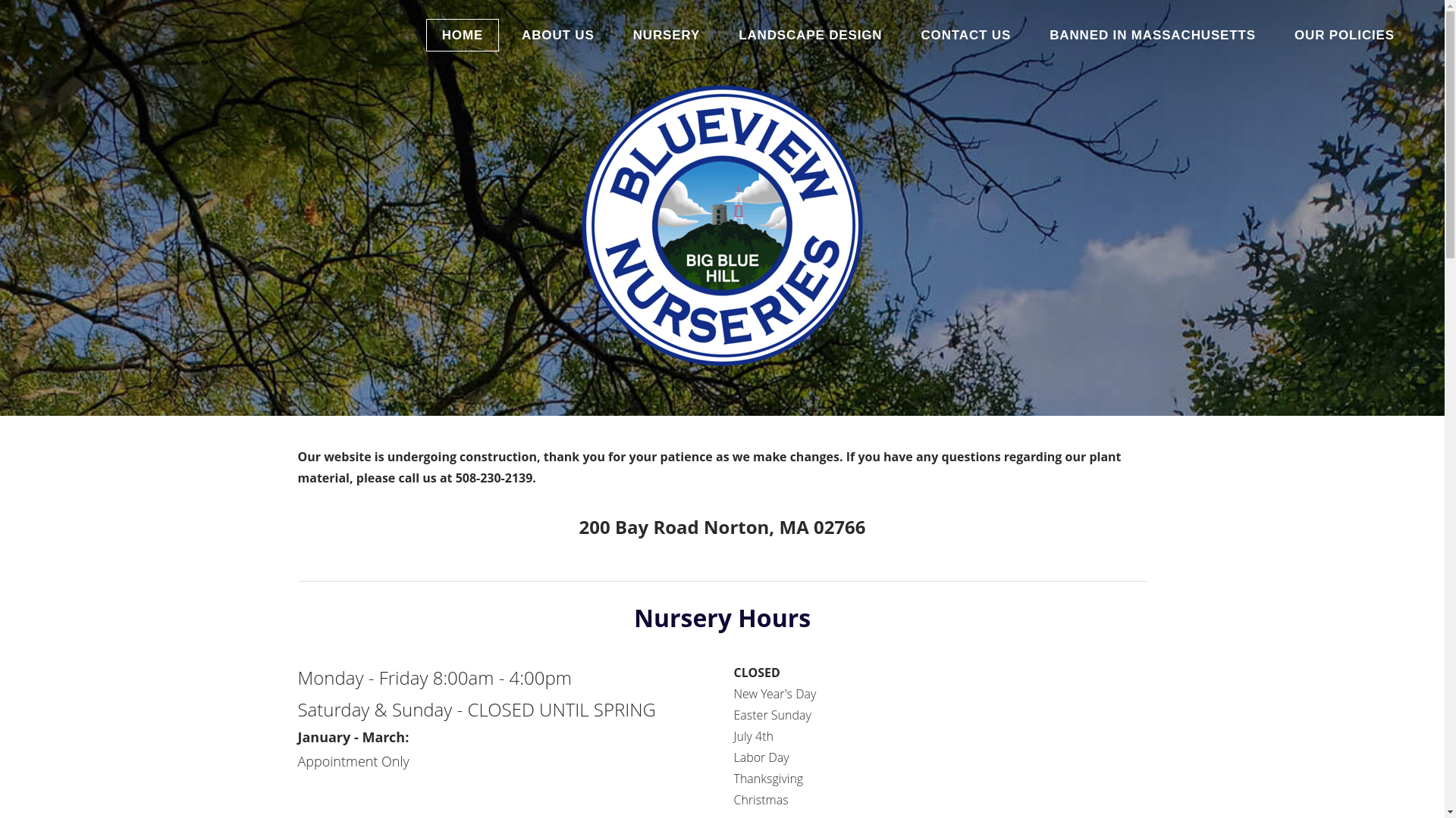 website screenshot of https://blueviewnurseries.com/