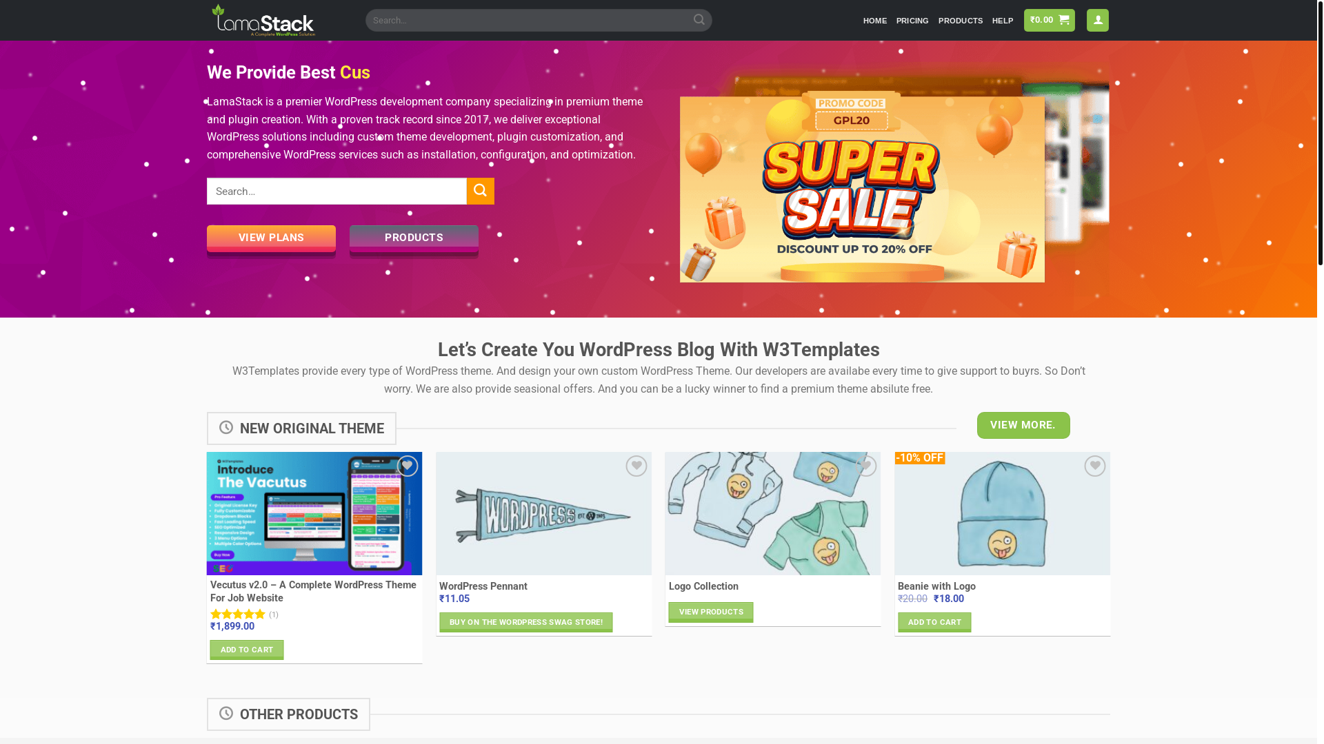 website screenshot of https://lamastack.com/