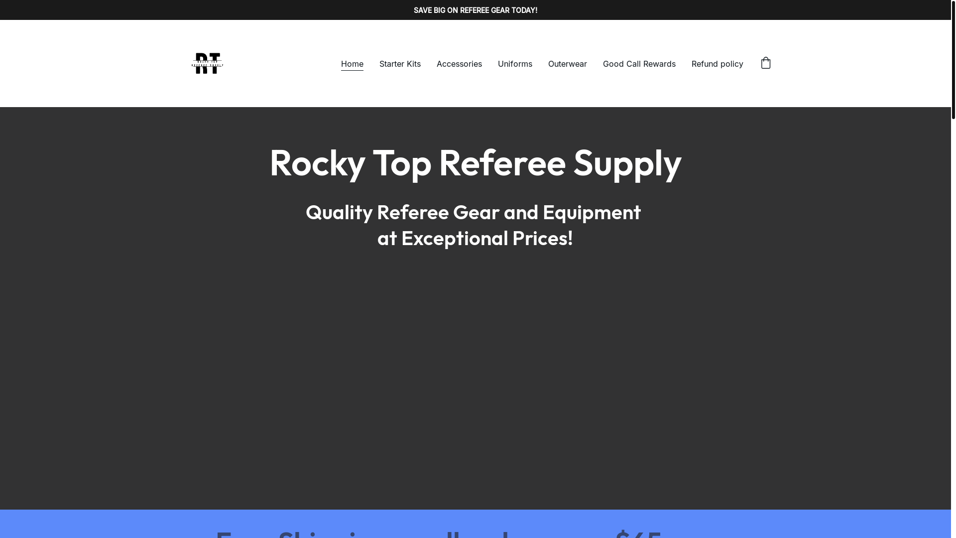 website screenshot of https://rockytoprefereesupply.net/