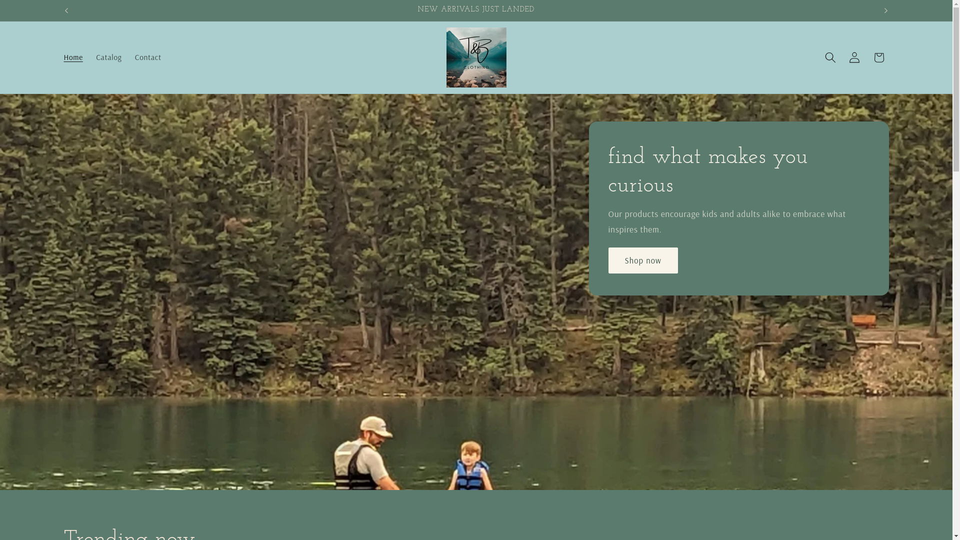 website screenshot of https://tandbclothing.ca/