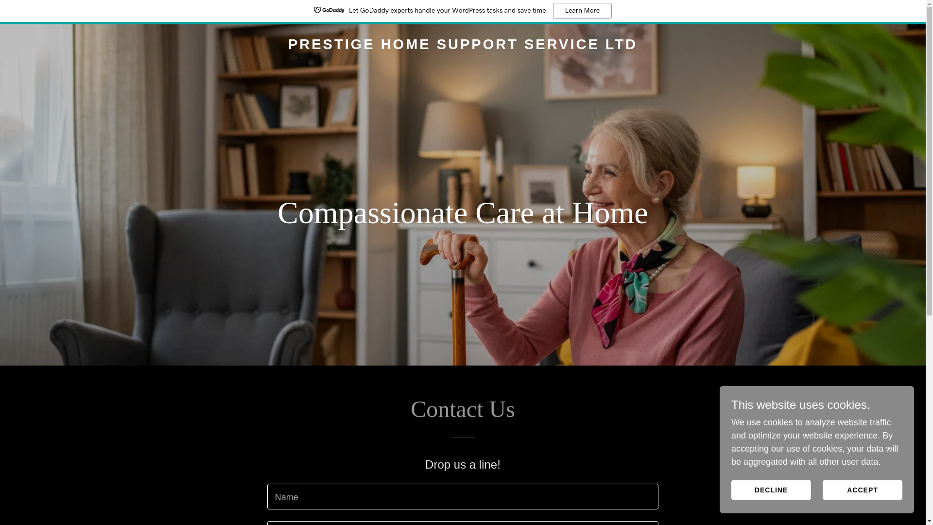 website screenshot of https://prestigehomesupport.uk/