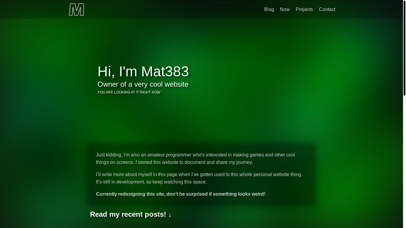 website screenshot of https://mat383.com/
