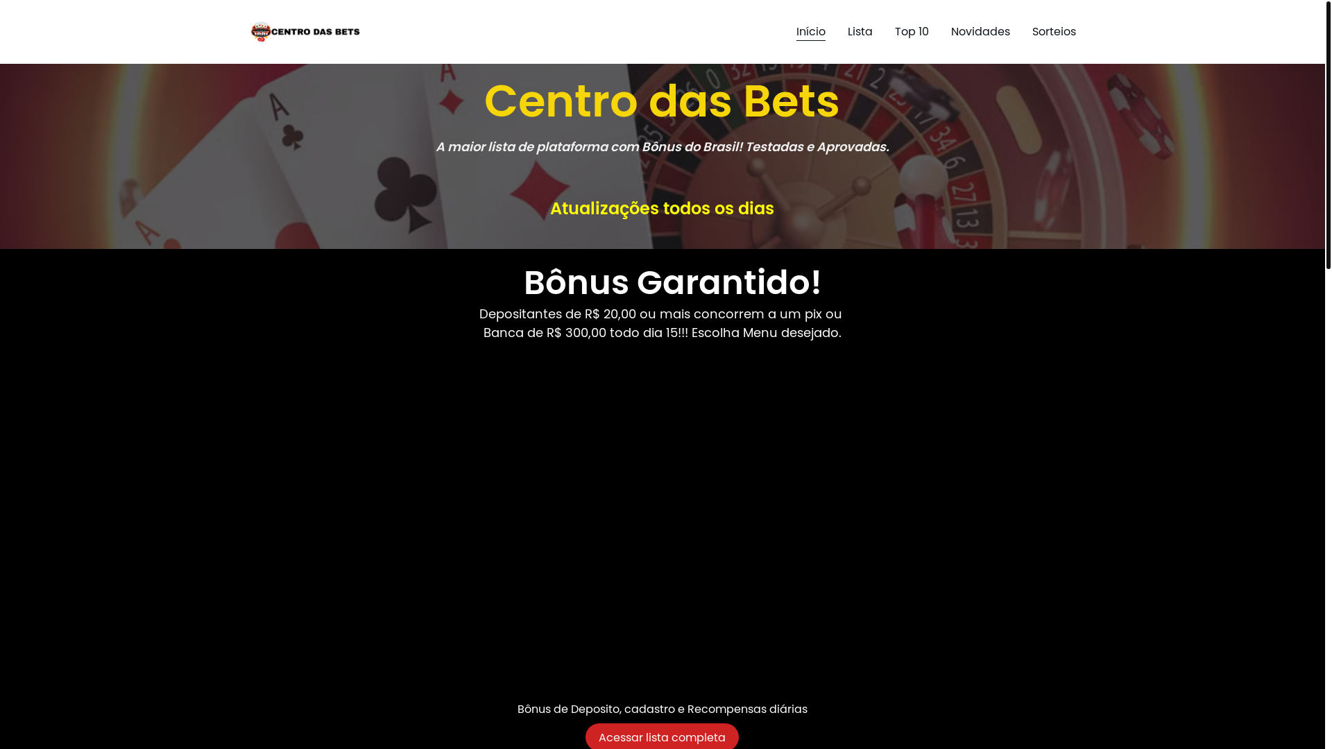 website screenshot of https://centrodasbets.shop/