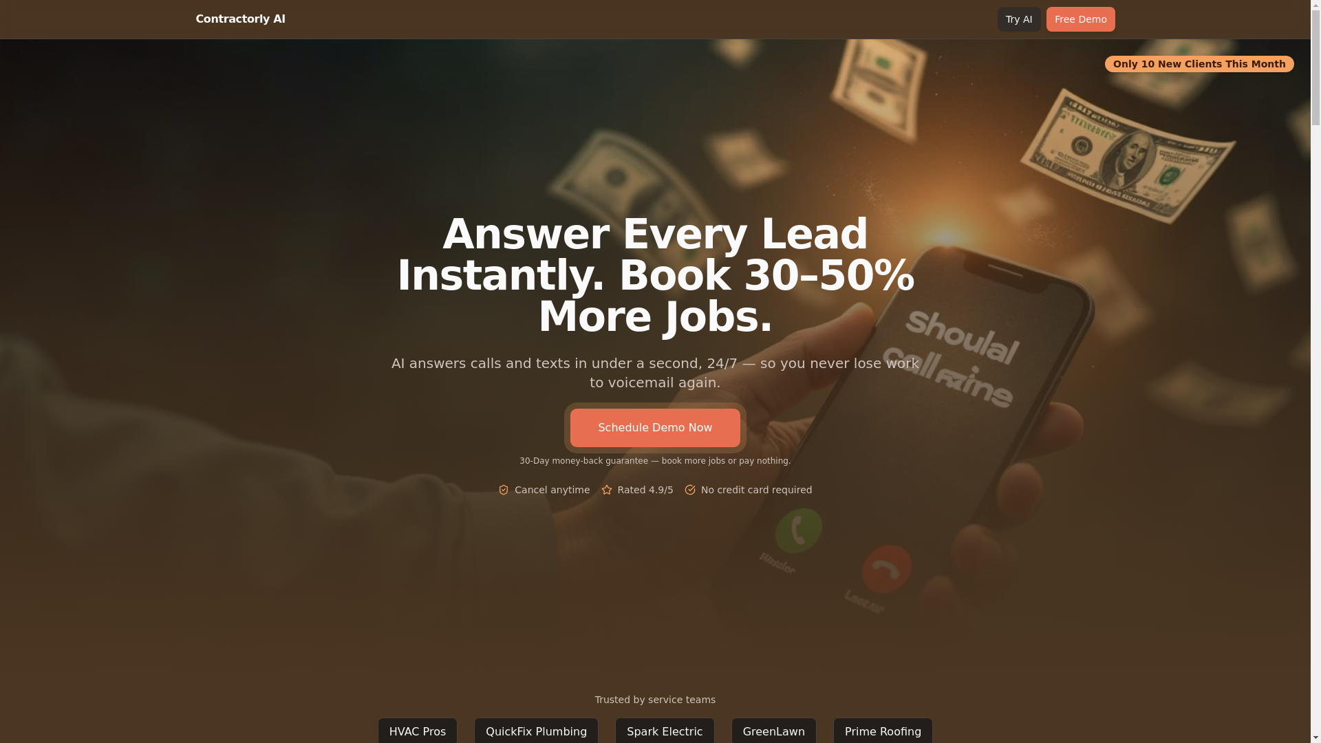 website screenshot of https://mycontractorly.com/