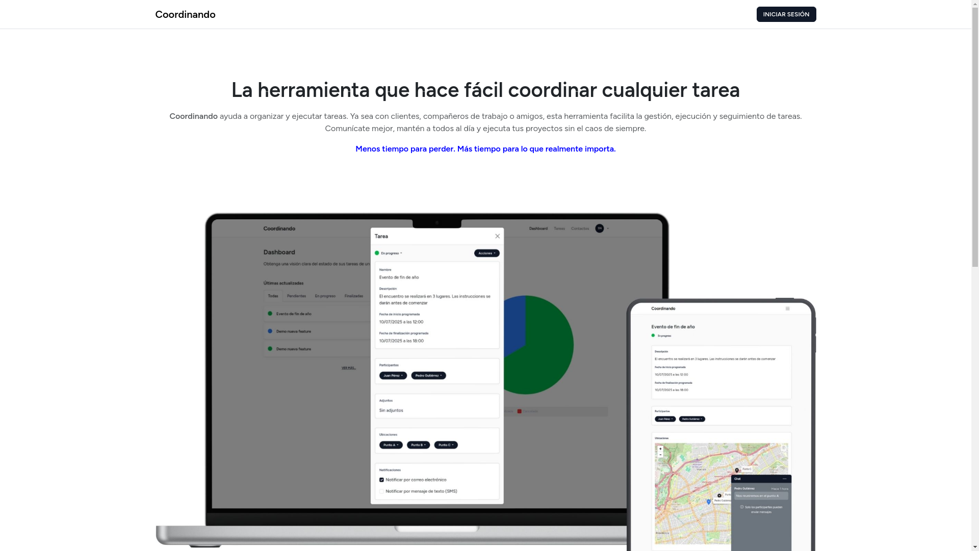 website screenshot of https://coordinando-frontend.pages.dev/