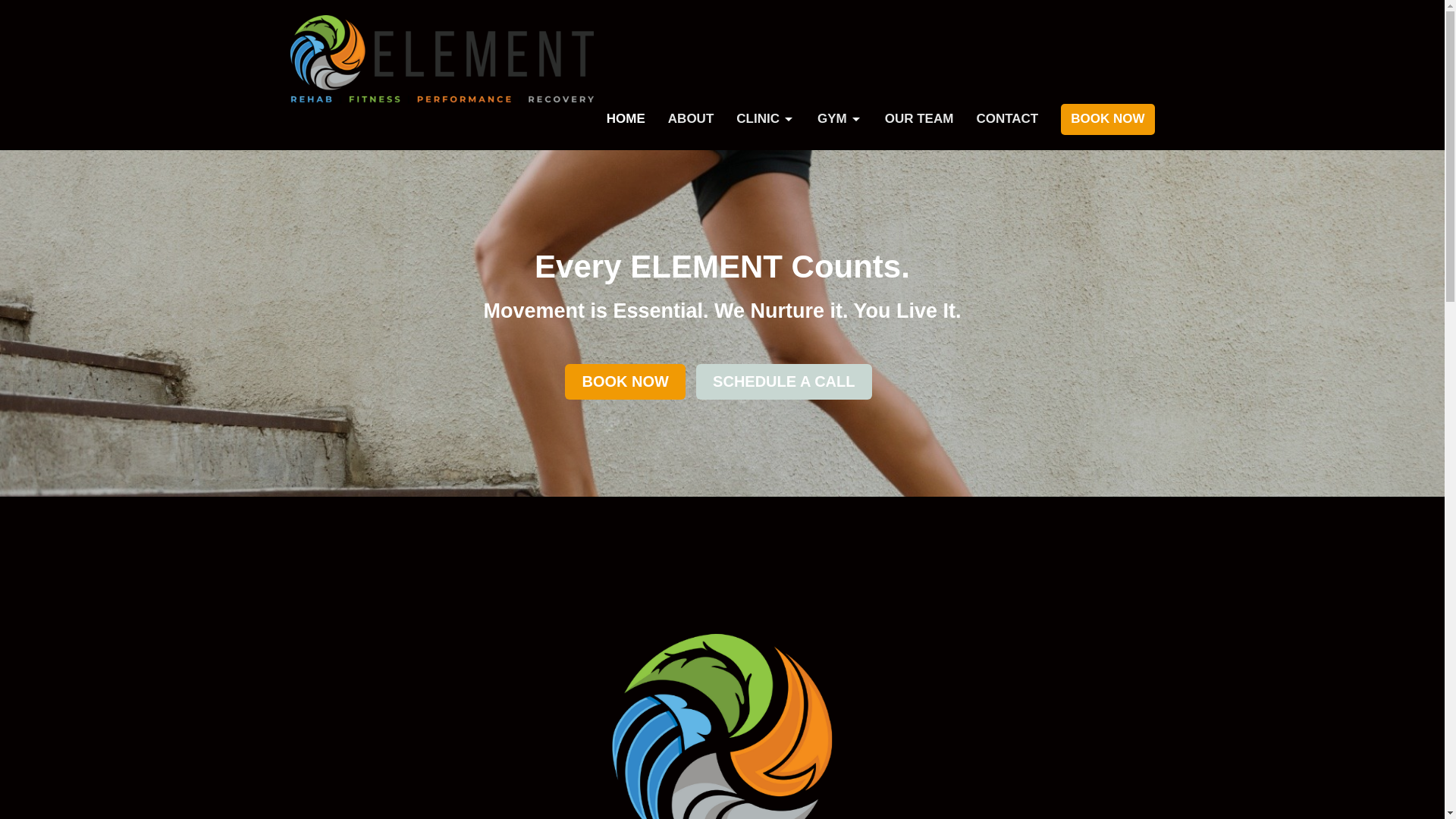 website screenshot of https://elementclinicgym.com/