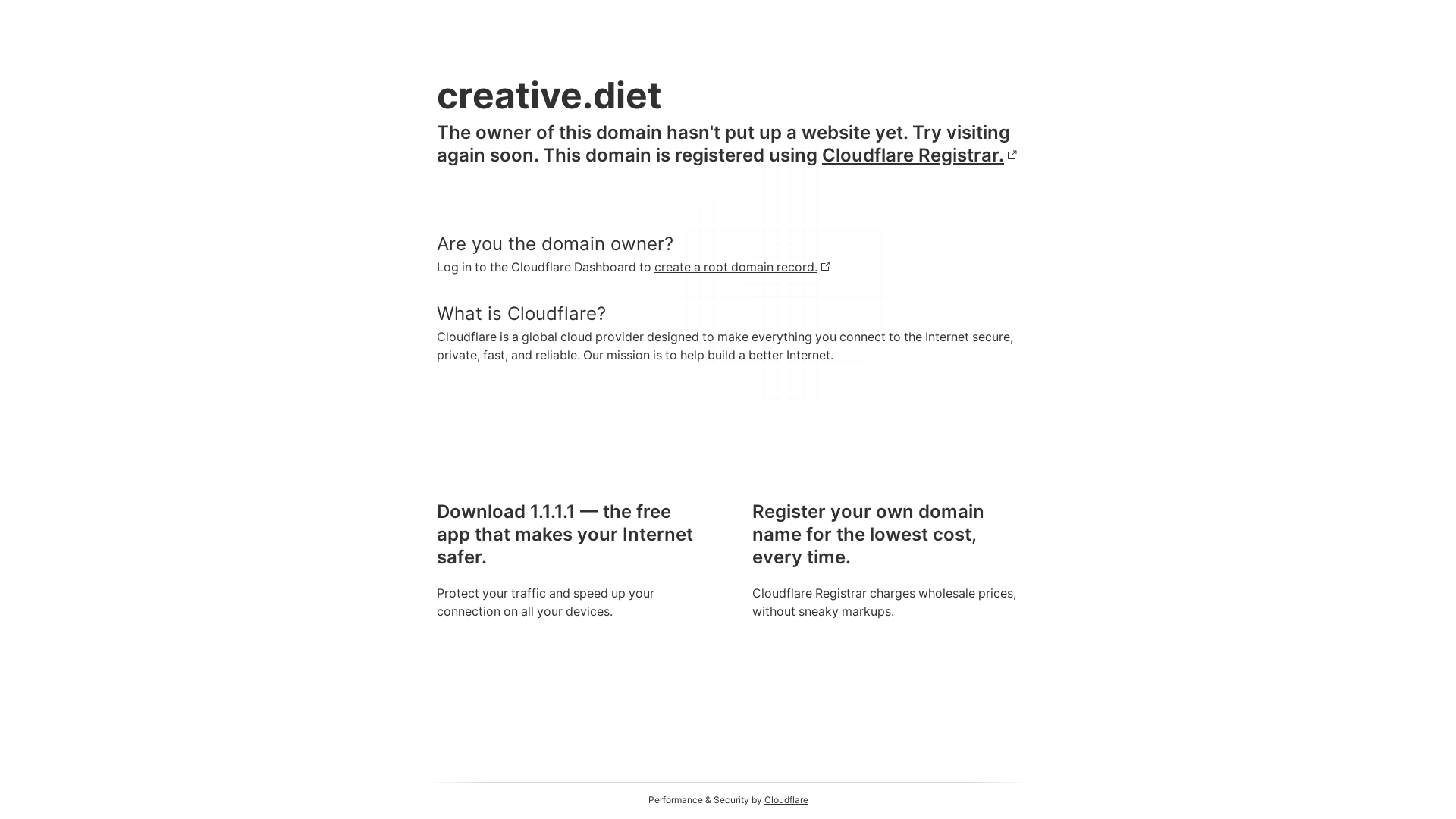 website screenshot of https://creative.diet/