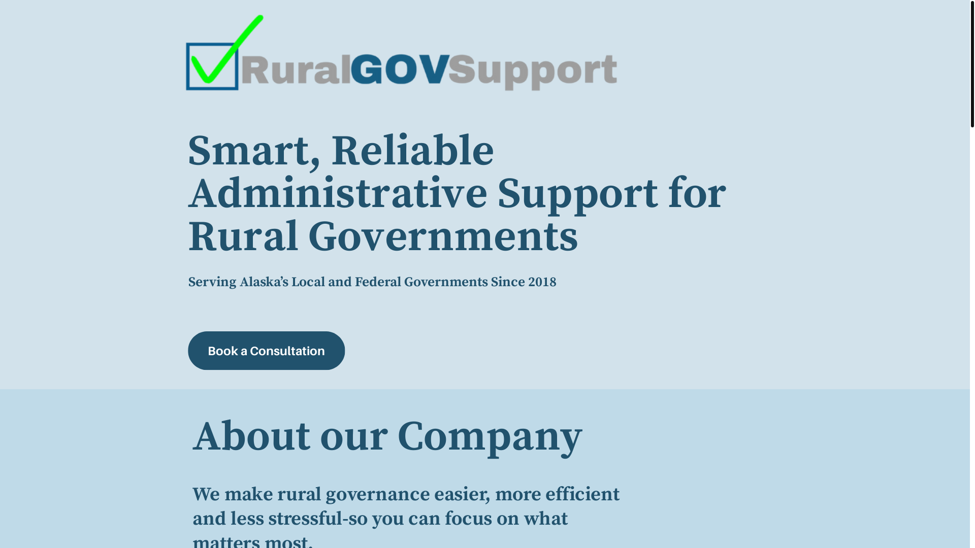 website screenshot of https://ruralgovtaskclerk.org/