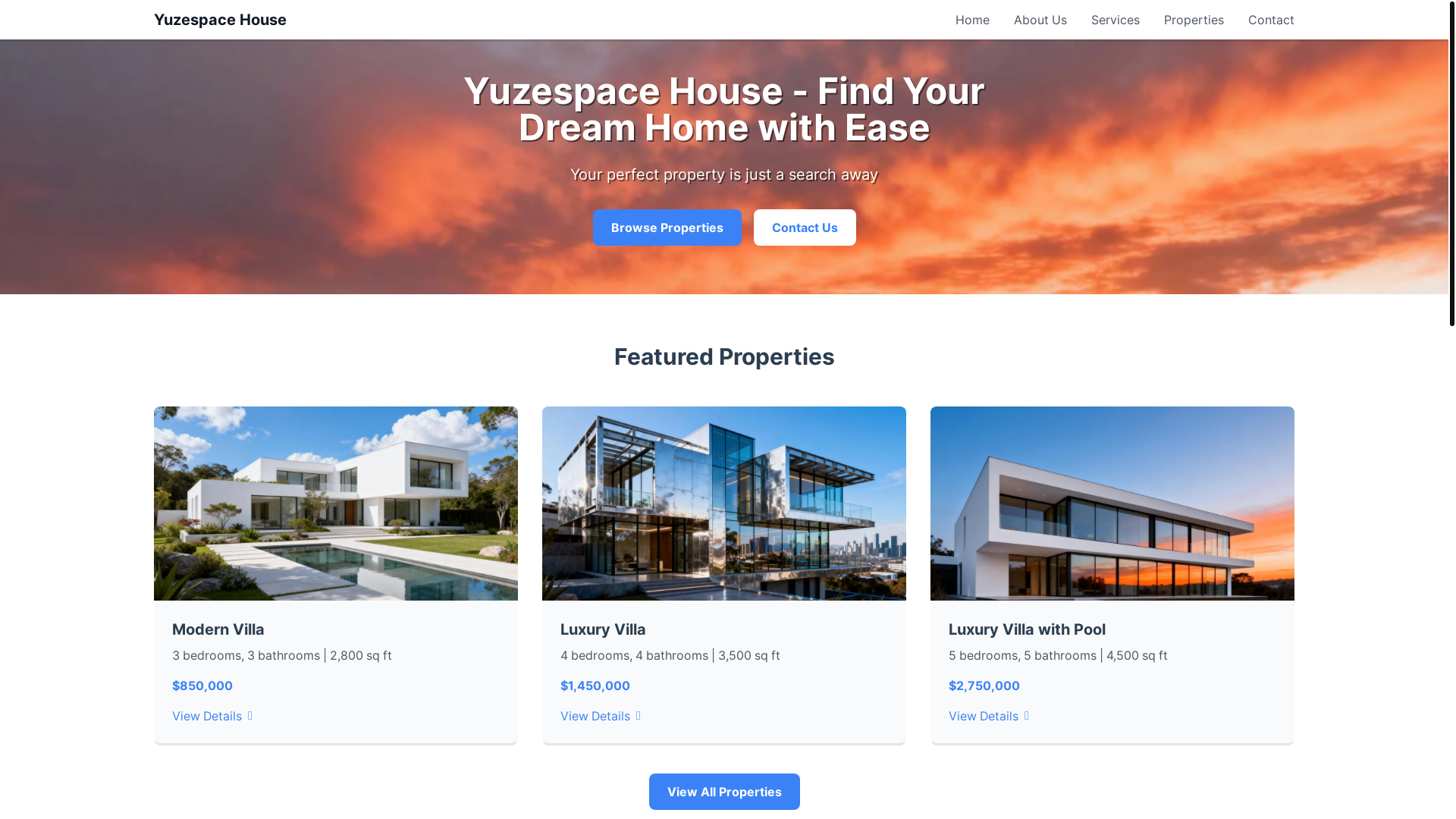 website screenshot of https://yuzespacehouse.com/